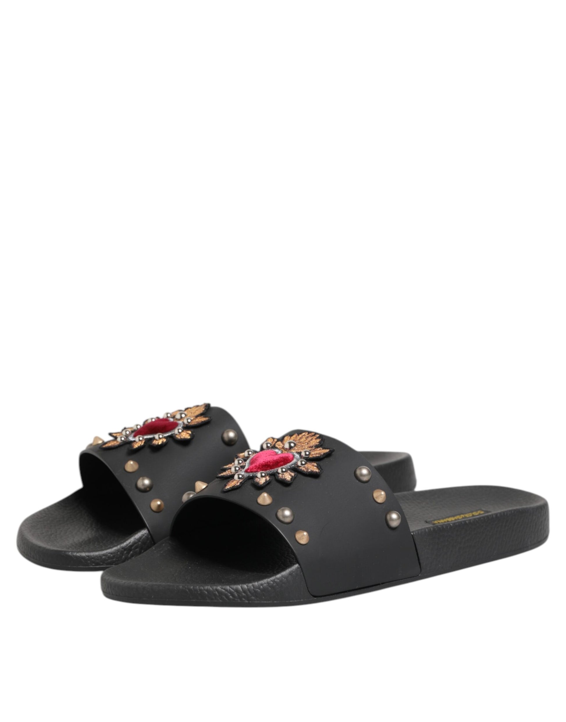 Dolce &amp; Gabbana – Sacred Heart – Pantoletten aus schwarzem Gummi Herren Strandschuhe