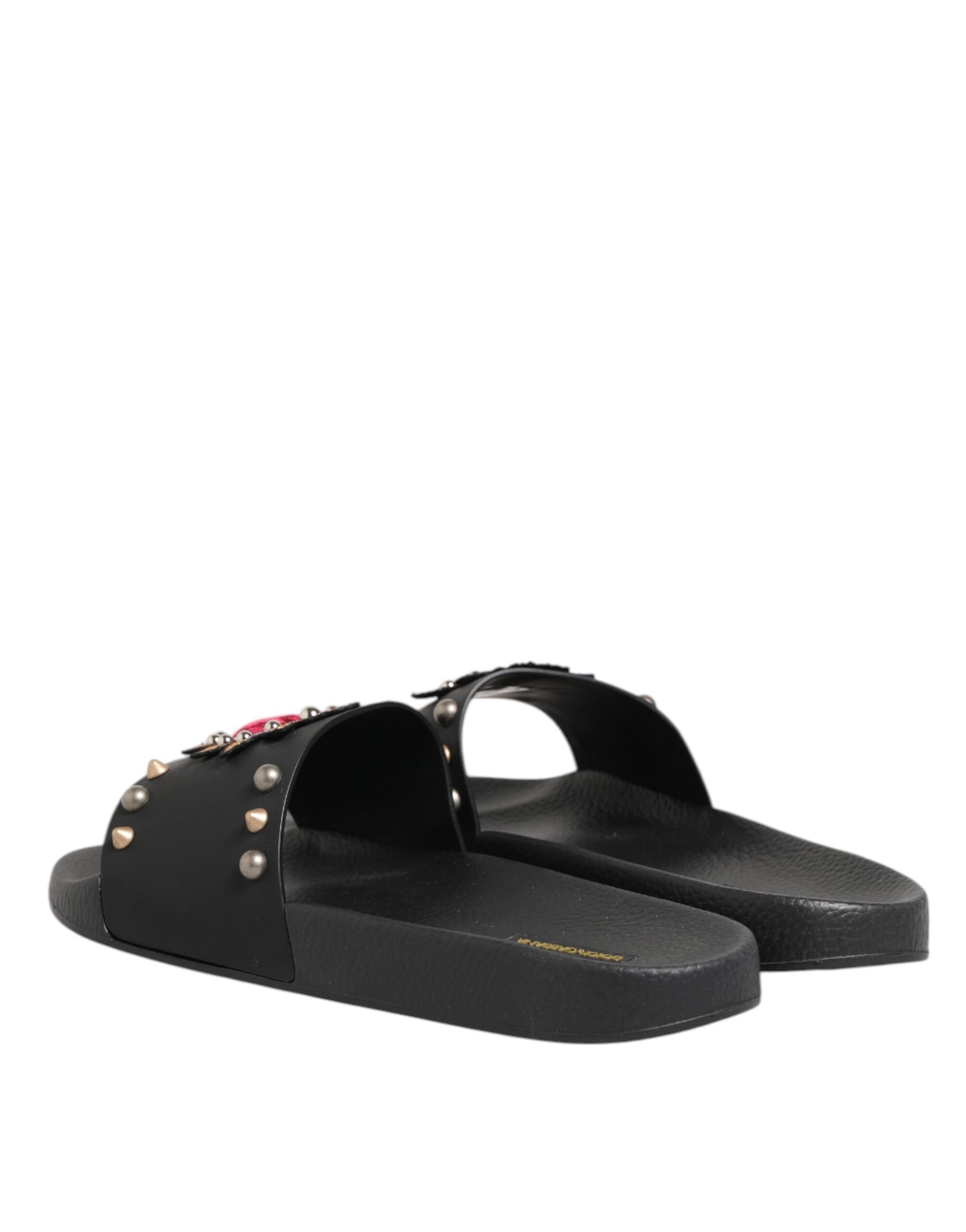 Dolce &amp; Gabbana – Sacred Heart – Pantoletten aus schwarzem Gummi Herren Strandschuhe