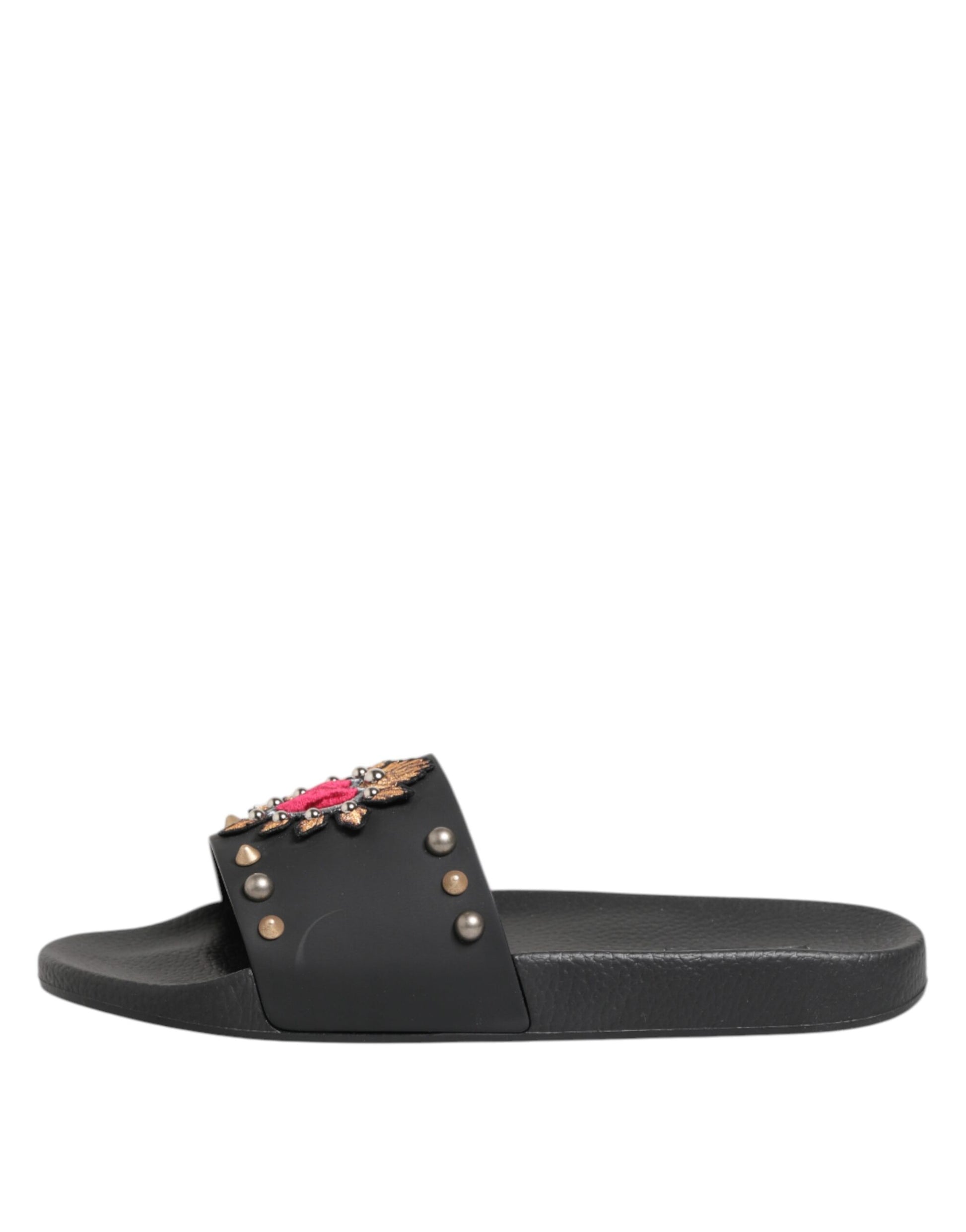 Dolce &amp; Gabbana – Sacred Heart – Pantoletten aus schwarzem Gummi Herren Strandschuhe