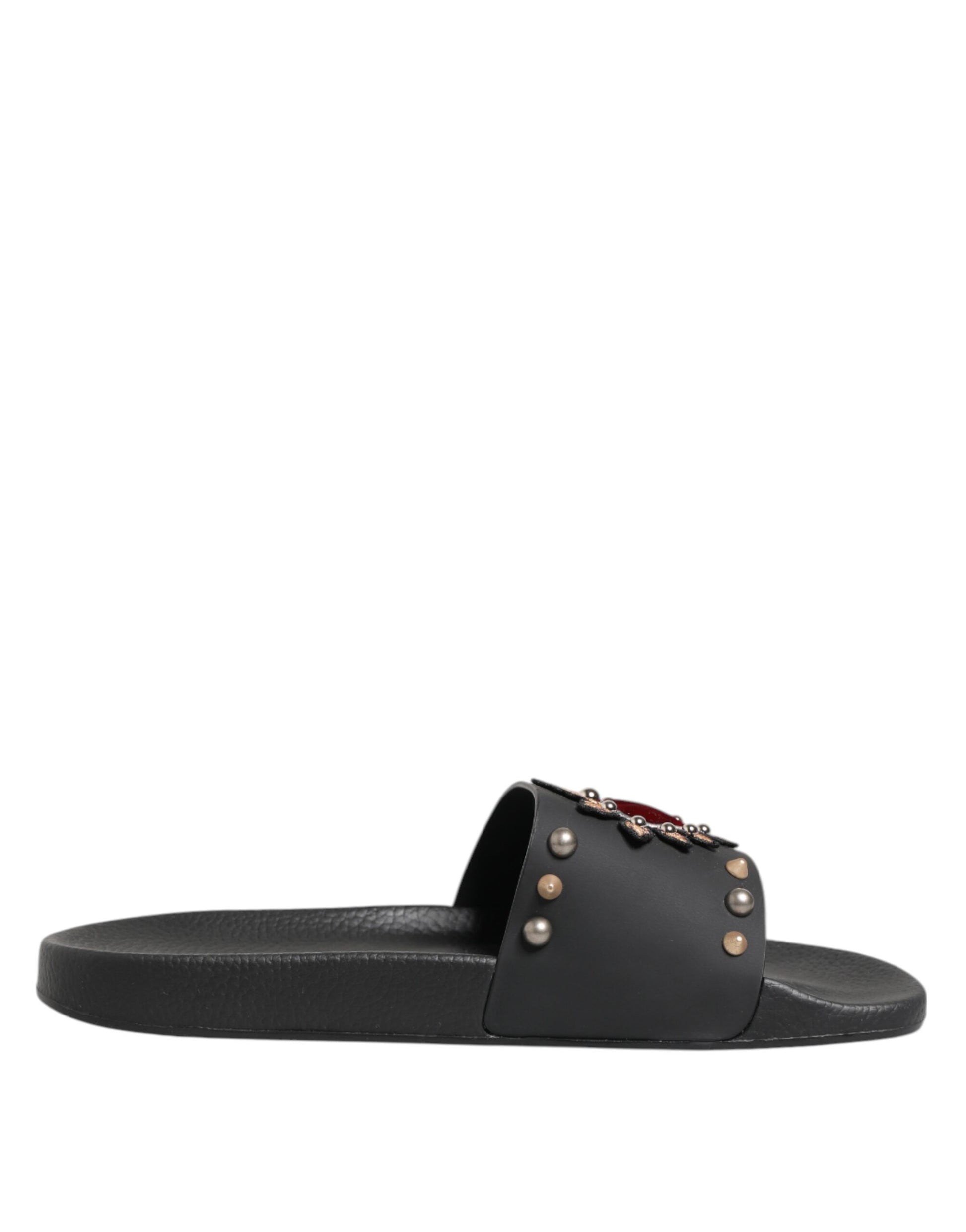 Dolce &amp; Gabbana – Sacred Heart – Pantoletten aus schwarzem Gummi Herren Strandschuhe