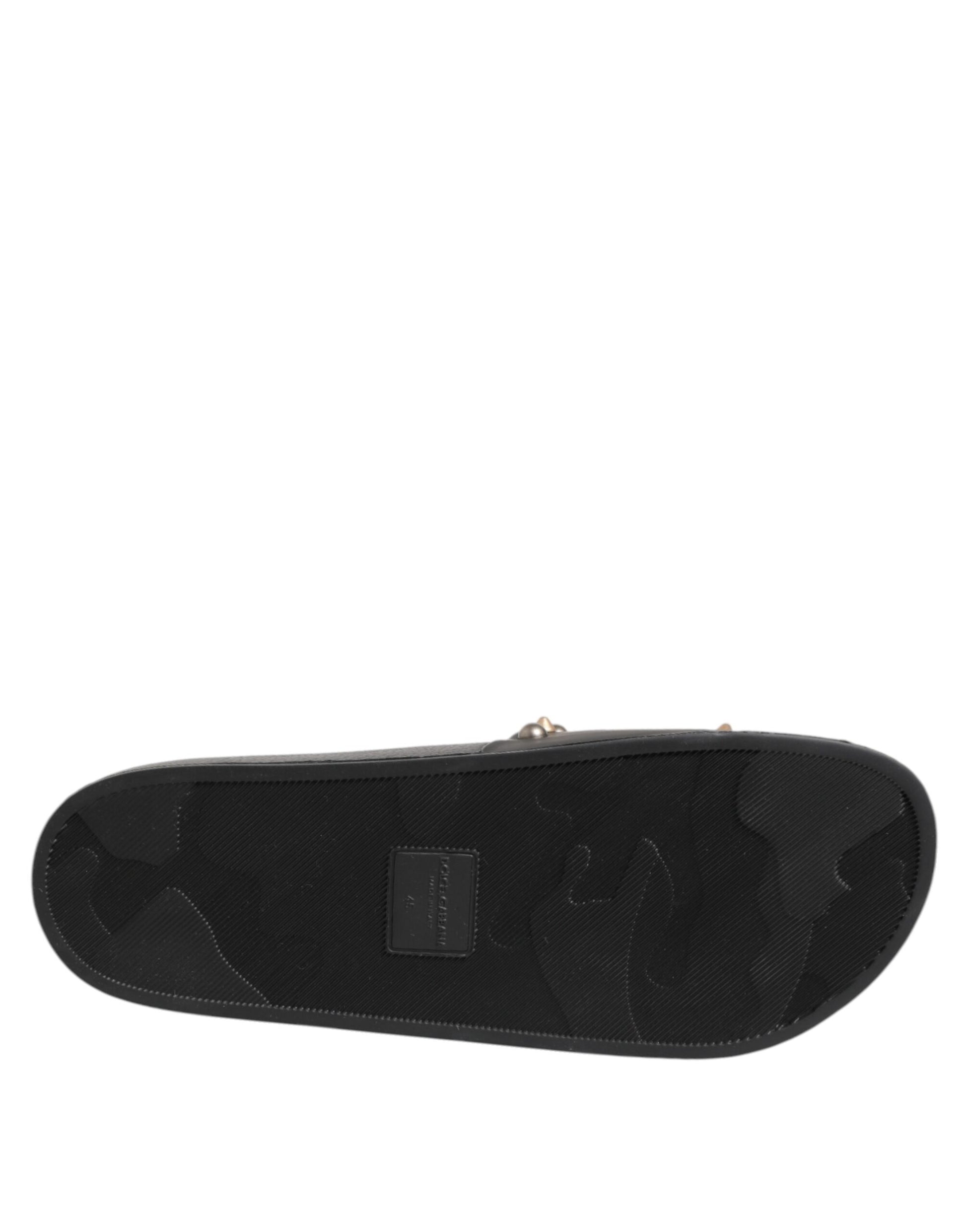 Dolce &amp; Gabbana – Sacred Heart – Pantoletten aus schwarzem Gummi Herren Strandschuhe
