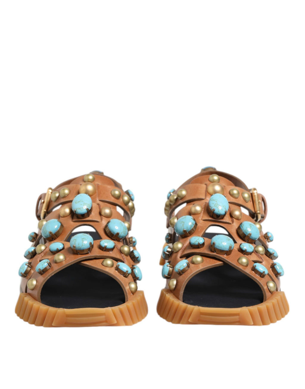 Dolce &amp; Gabbana – Sandalen mit Nieten in Braun aus Leder