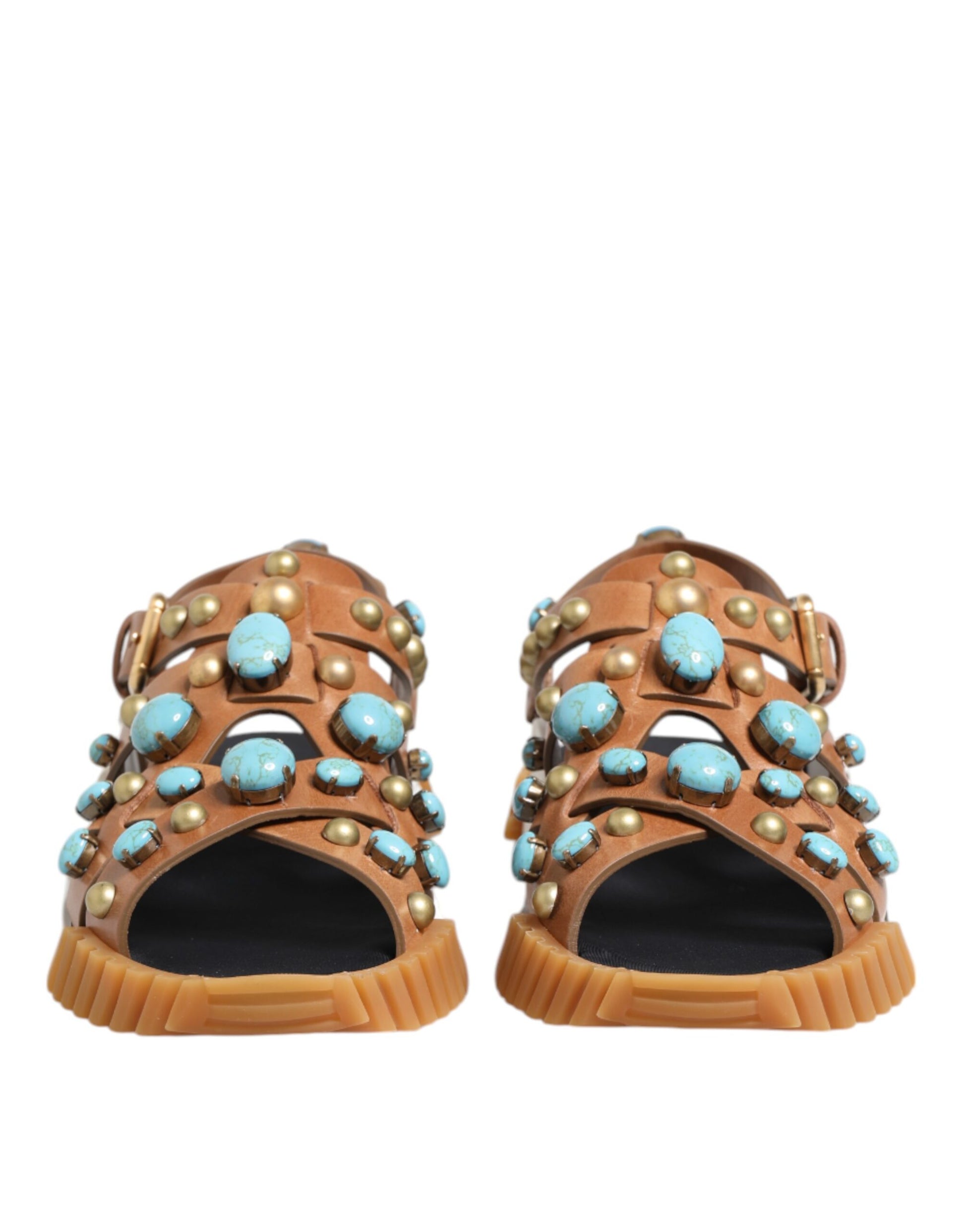 Dolce &amp; Gabbana – Sandalen mit Nieten in Braun aus Leder