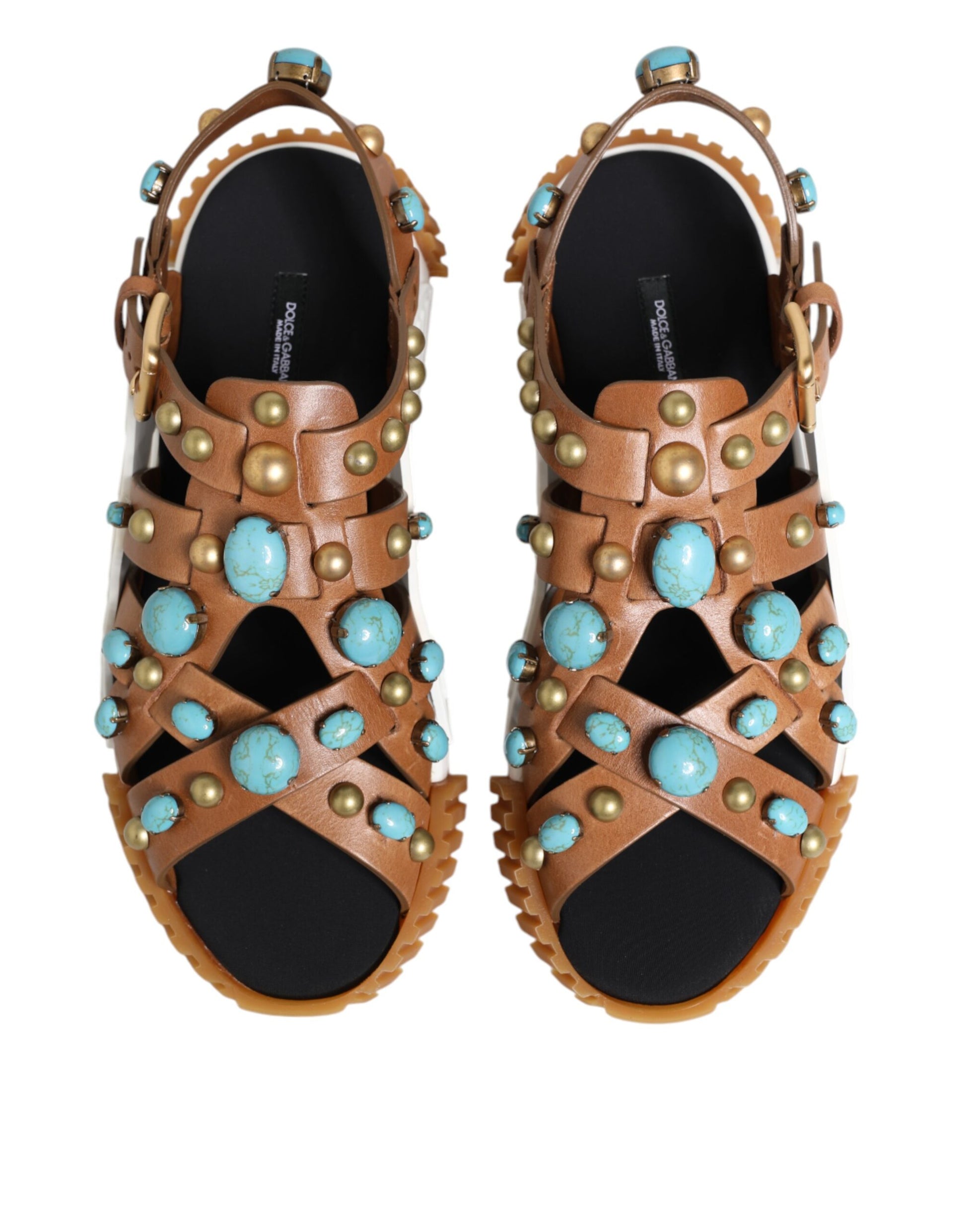 Dolce &amp; Gabbana – Sandalen mit Nieten in Braun aus Leder