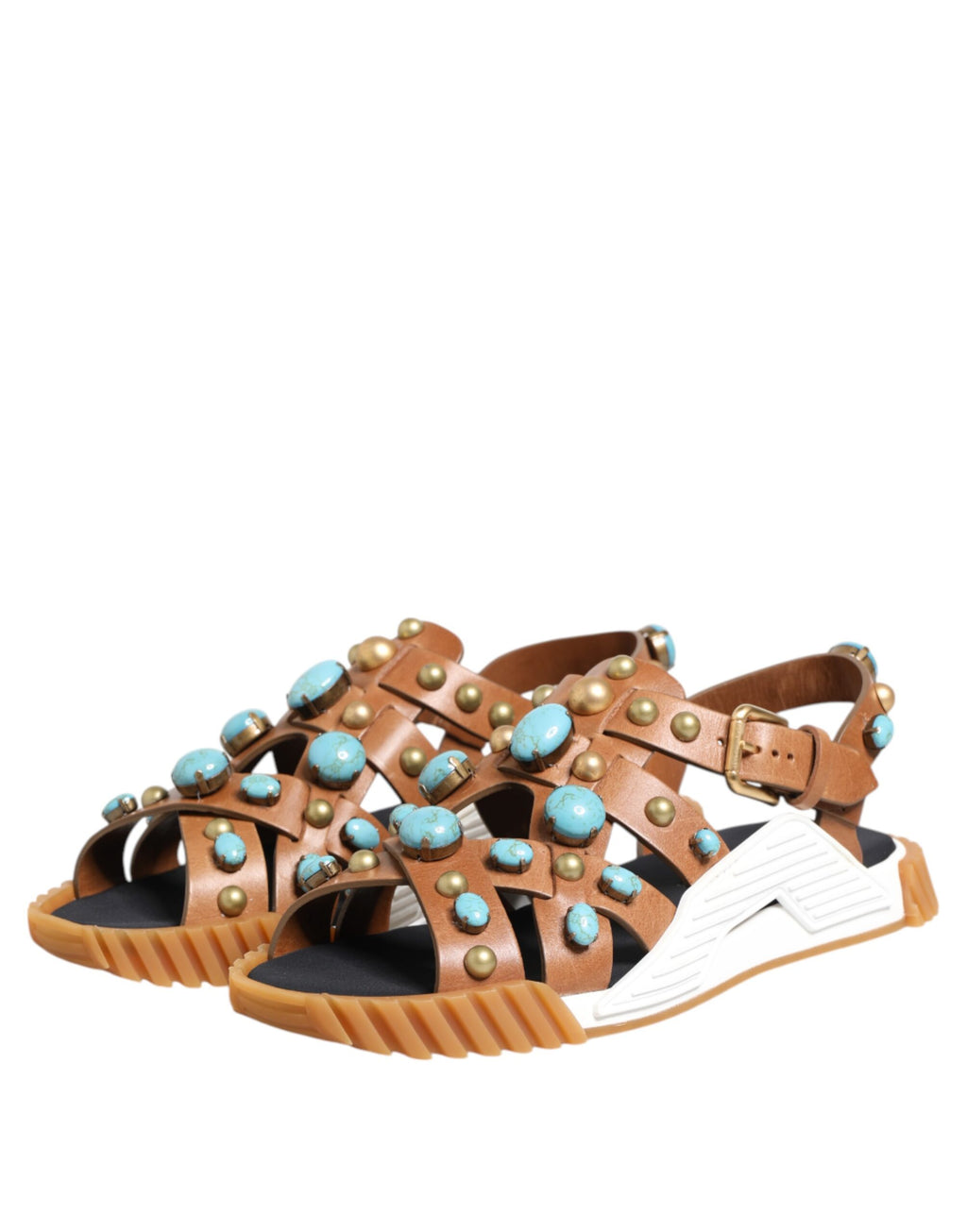 Dolce &amp; Gabbana – Sandalen mit Nieten in Braun aus Leder