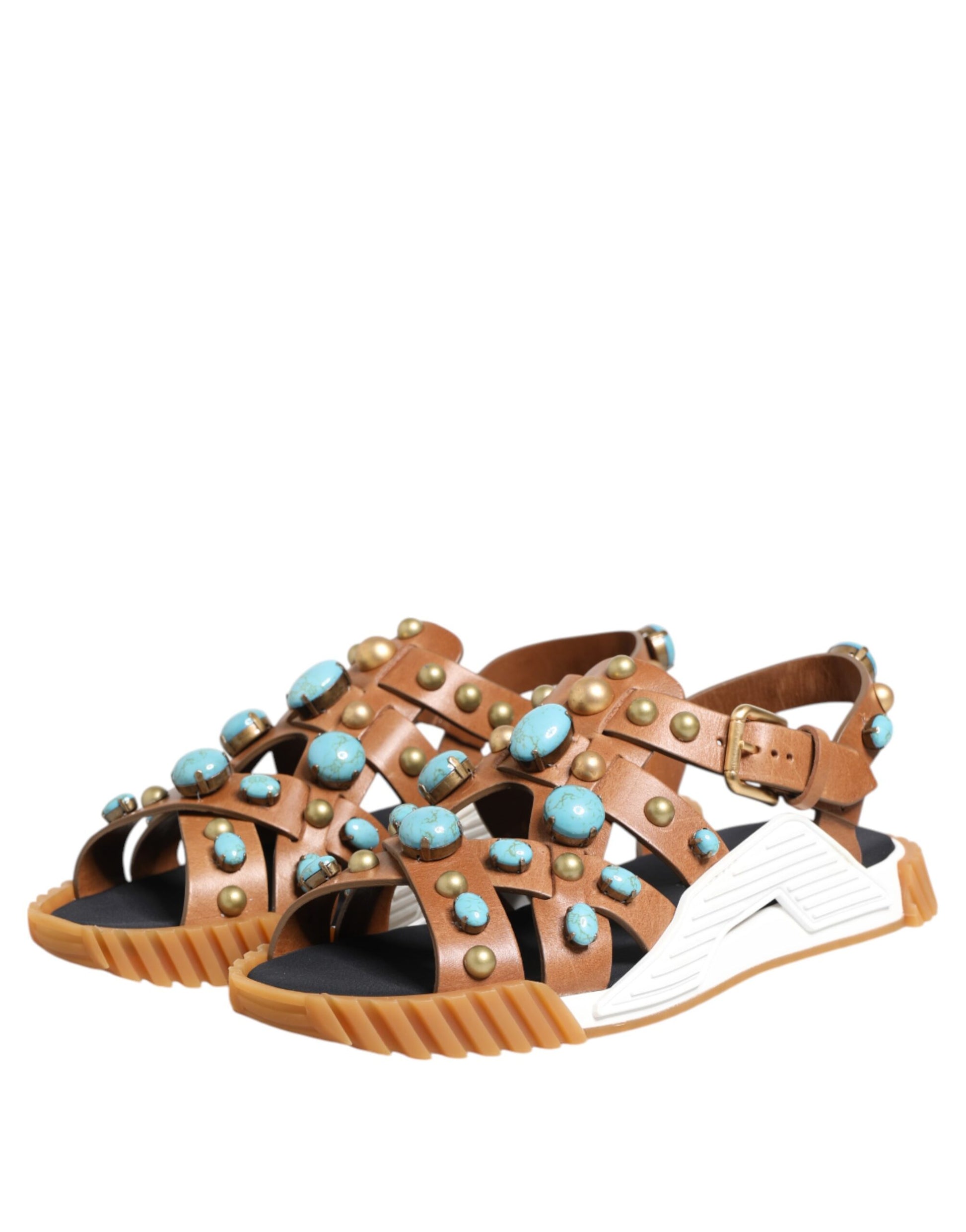 Dolce &amp; Gabbana – Sandalen mit Nieten in Braun aus Leder