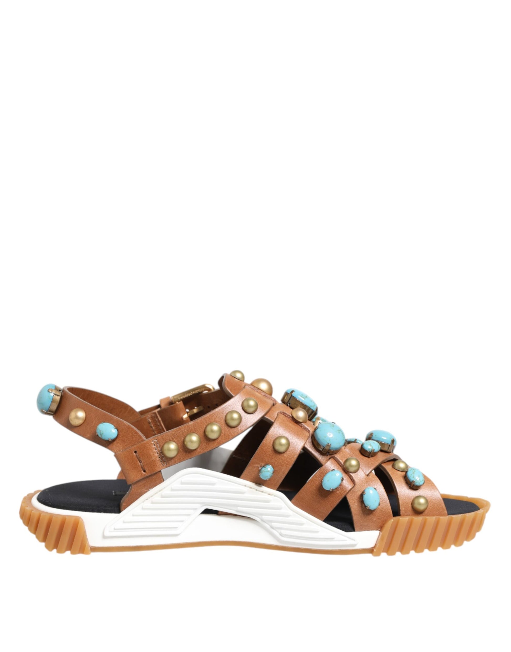 Dolce &amp; Gabbana – Sandalen mit Nieten in Braun aus Leder