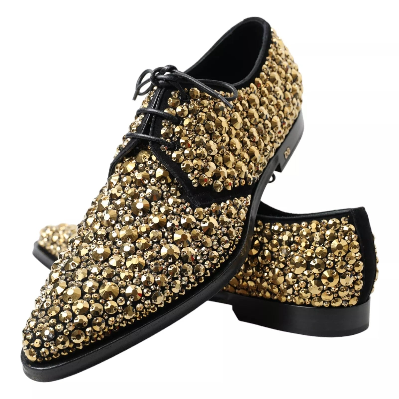 Dolce &amp; Gabbana – Verzierte Derby-Schuhe in Schwarz und Gold