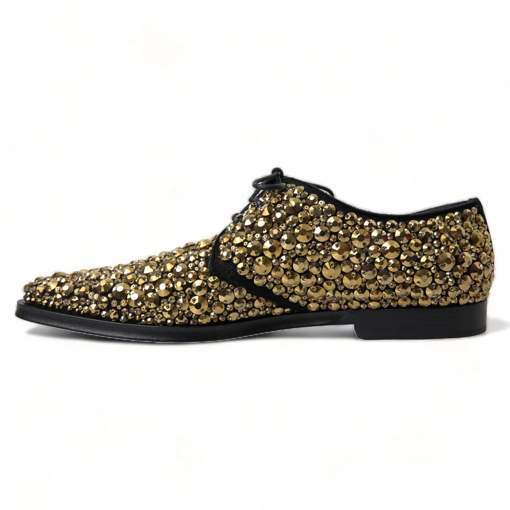 Dolce &amp; Gabbana – Verzierte Derby-Schuhe in Schwarz und Gold