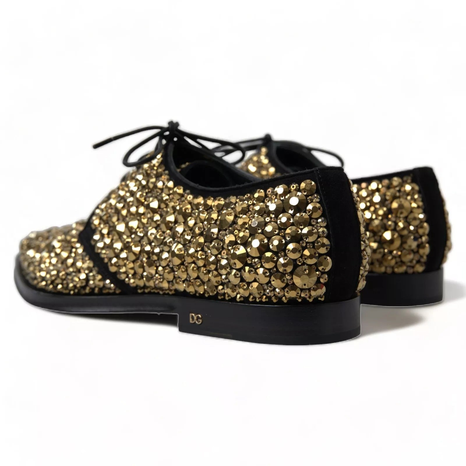 Dolce &amp; Gabbana – Verzierte Derby-Schuhe in Schwarz und Gold