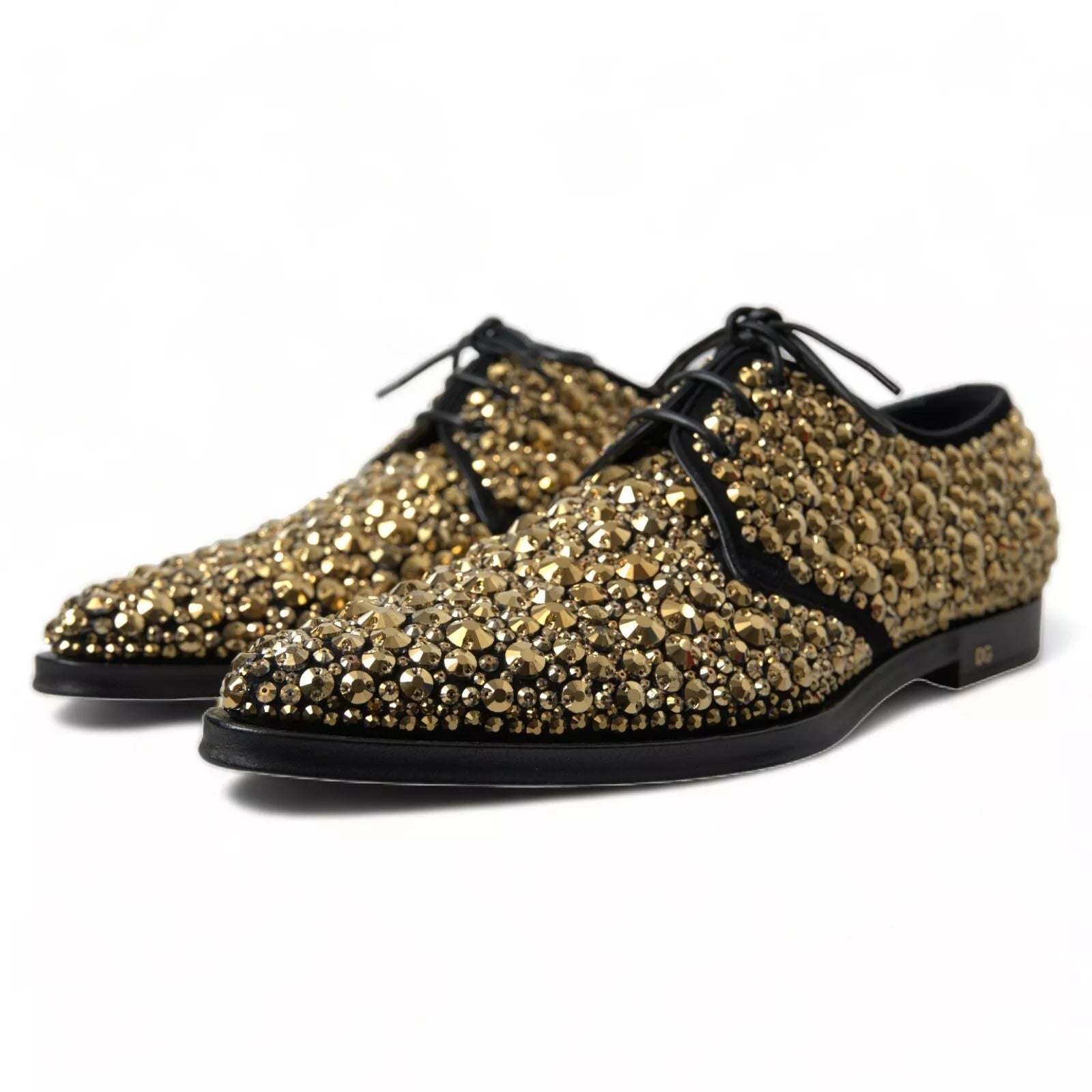 Dolce &amp; Gabbana – Verzierte Derby-Schuhe in Schwarz und Gold
