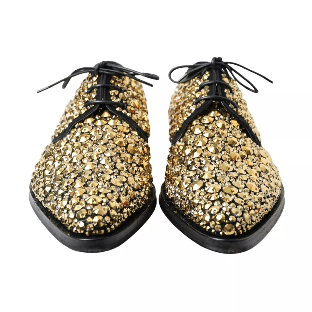 Dolce &amp; Gabbana – Verzierte Derby-Schuhe in Schwarz und Gold