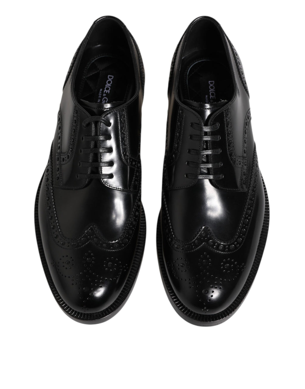 Dolce &amp; Gabbana – Formelle Derby-Schuhe aus schwarzem Leder mit Flügelkappe