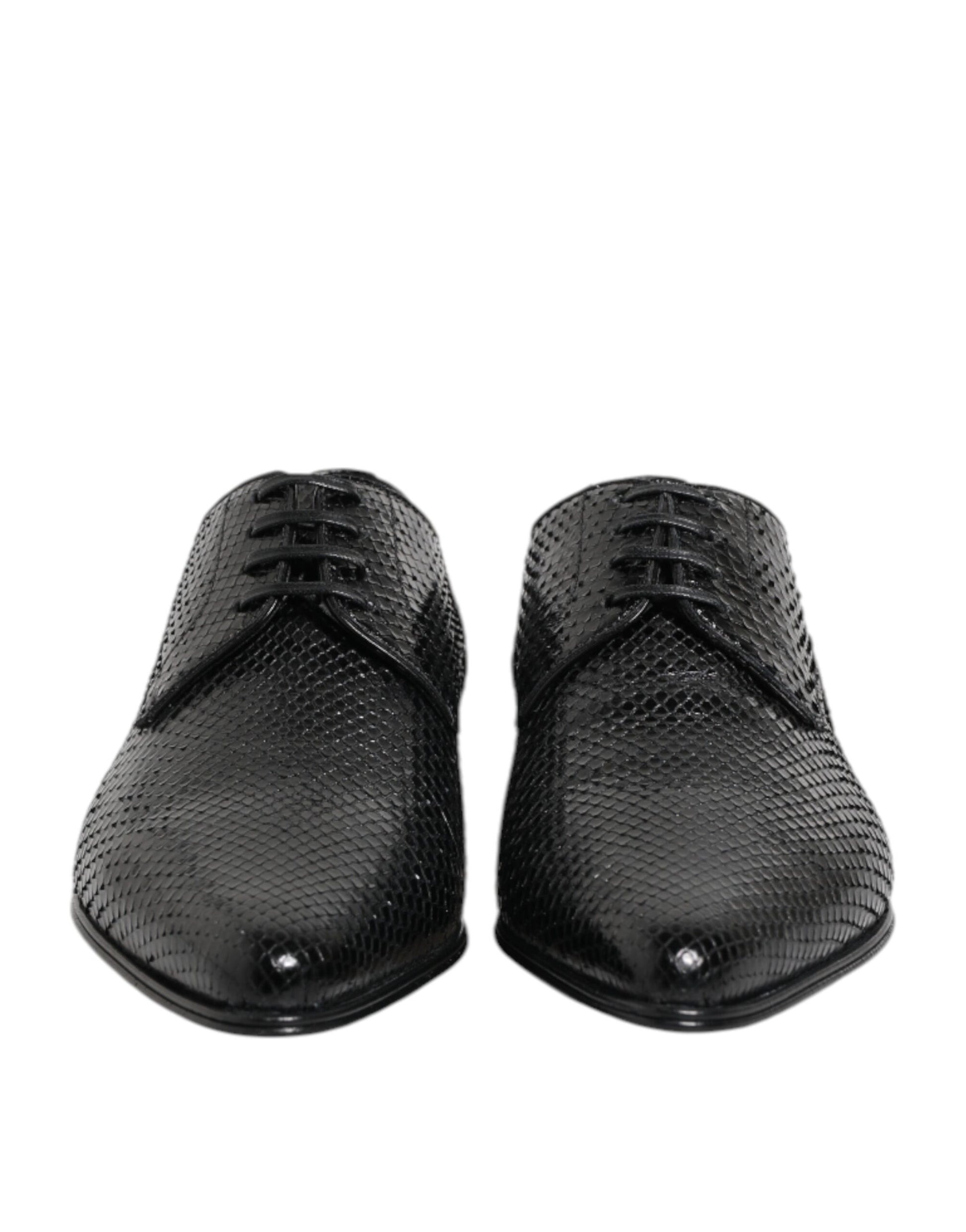 Dolce &amp; Gabbana – Derby-Schnürschuhe aus exotischem Leder in Schwarz