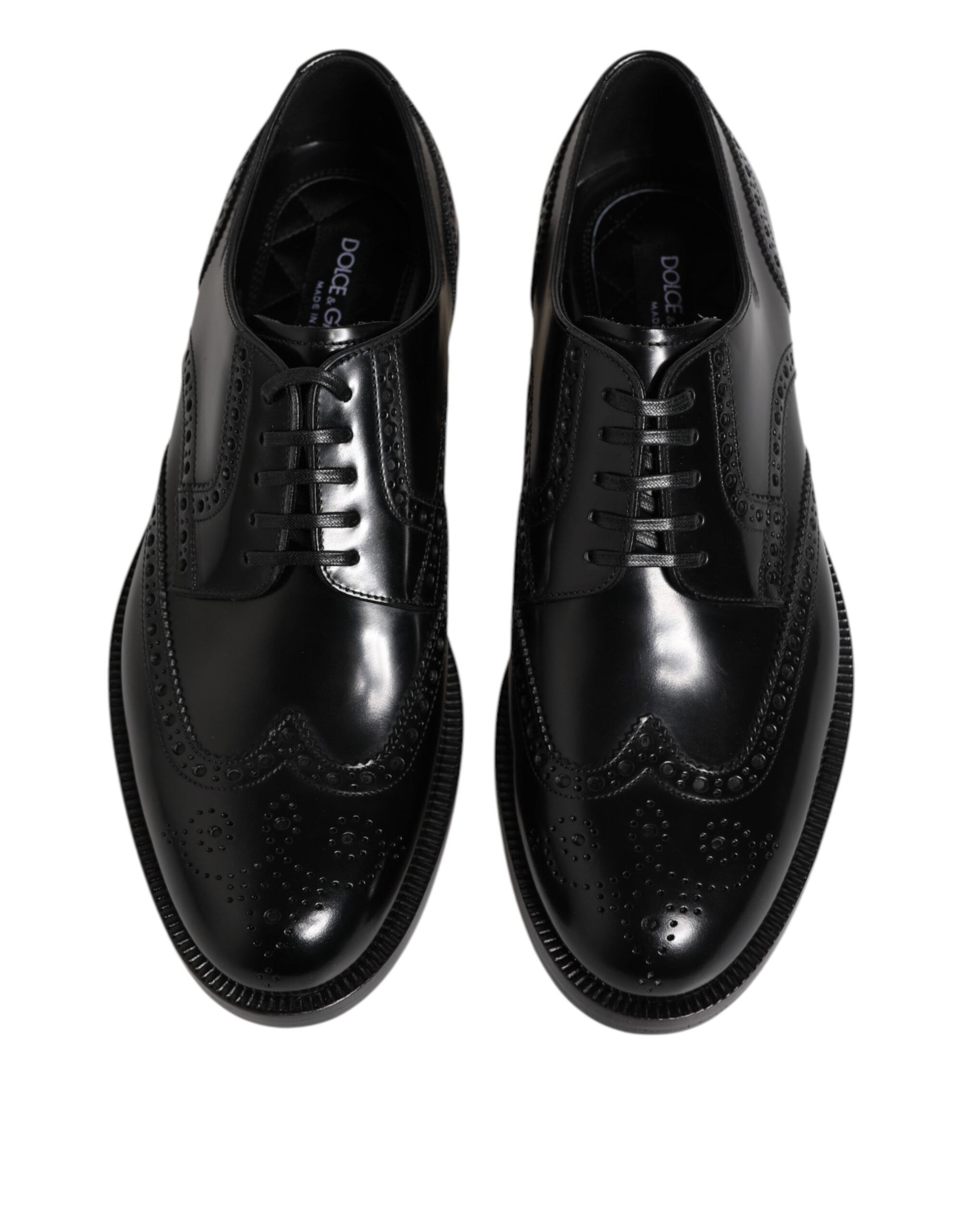 Dolce &amp; Gabbana – Formelle Derby-Schuhe aus schwarzem Leder mit Flügelkappe