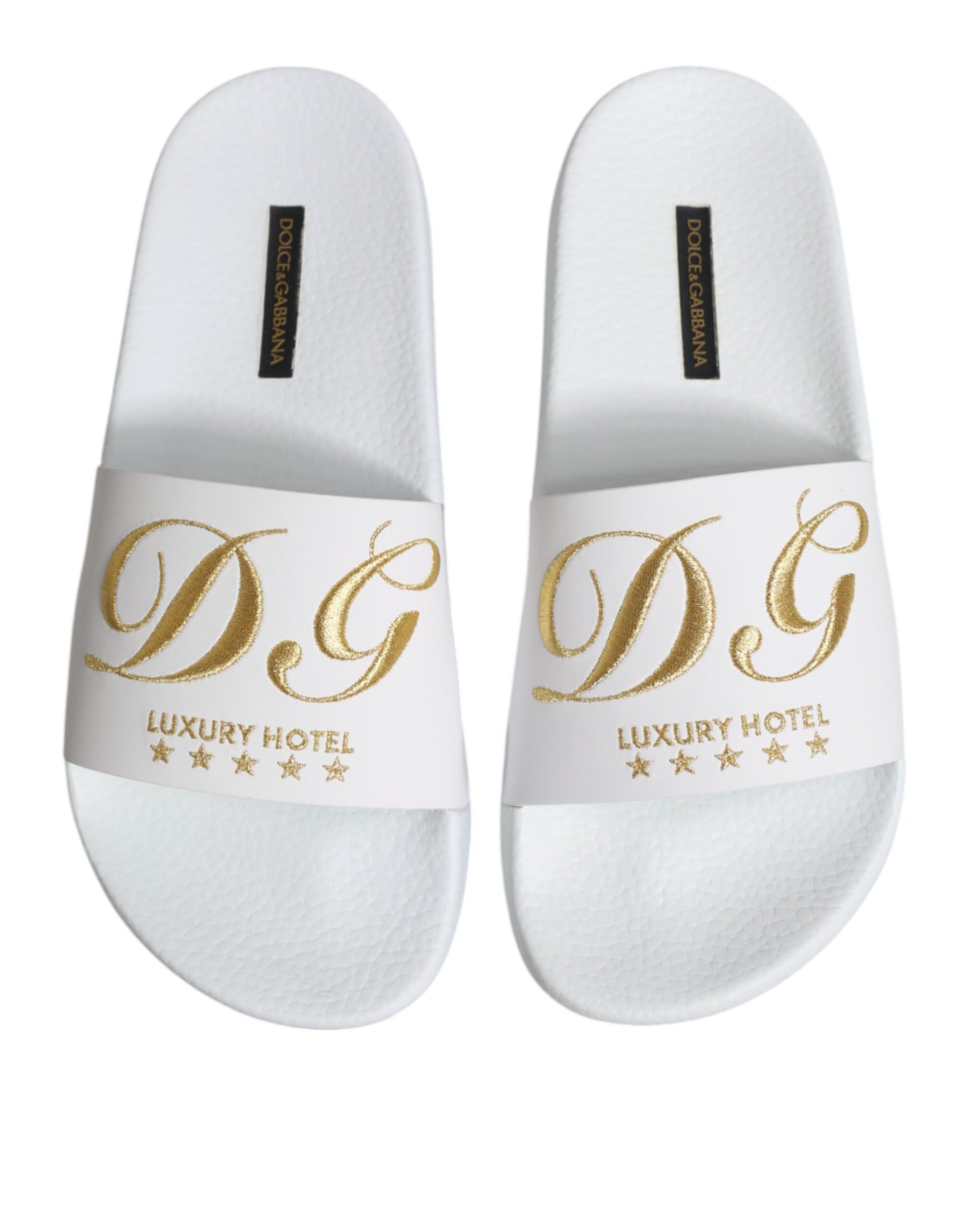 Dolce &amp; Gabbana Weiße Leder-Sandalen, Strandschuhe