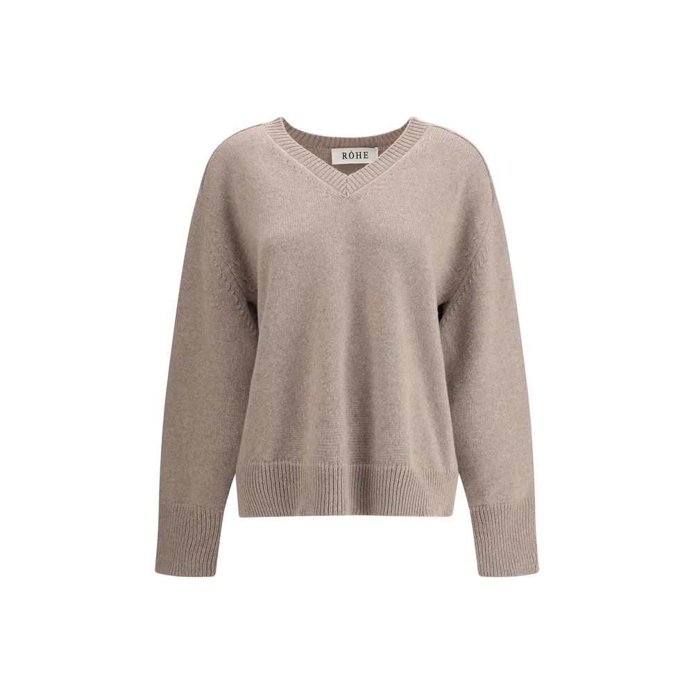Rohe Wollpullover mit V-Ausschnitt