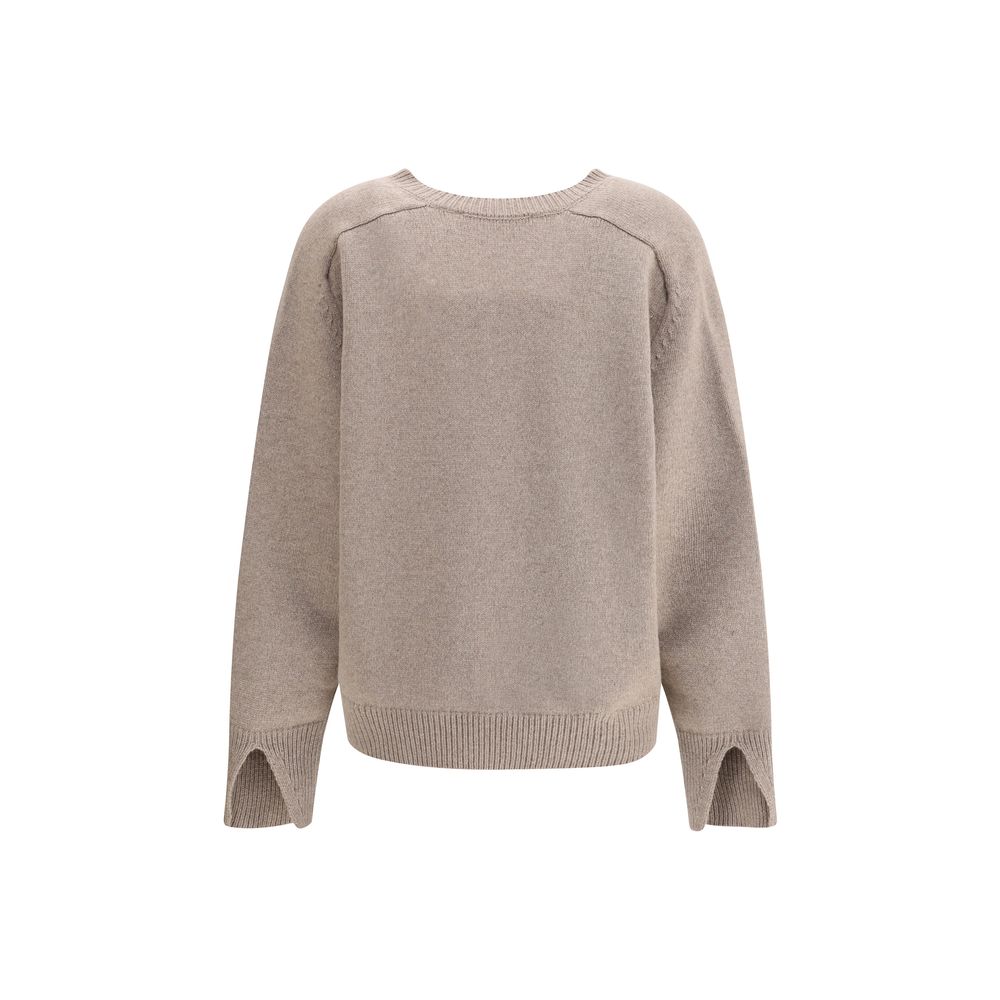 Rohe Wollpullover mit V-Ausschnitt