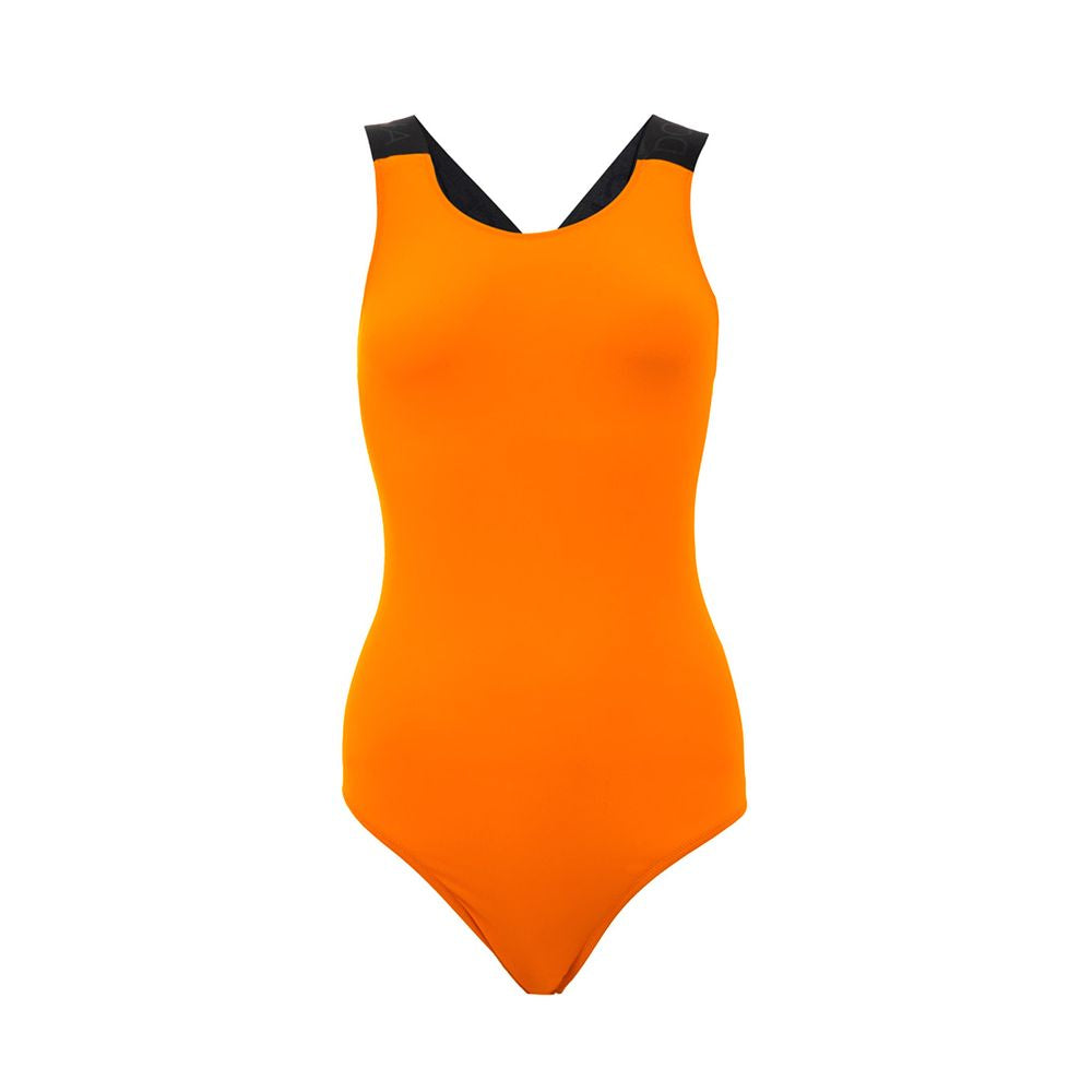 Dolce &amp; Gabbana Orangefarbener einteiliger Badeanzug aus Polyester