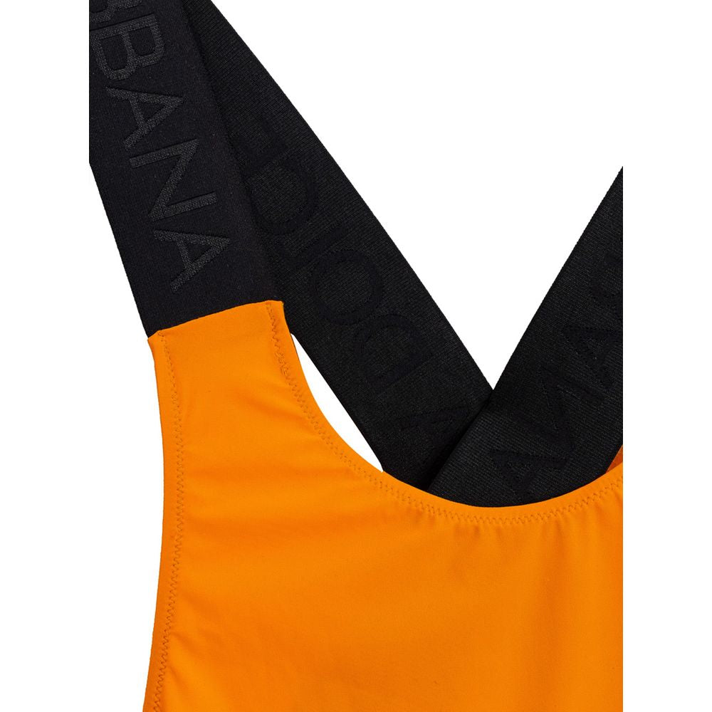 Dolce &amp; Gabbana Orangefarbener einteiliger Badeanzug aus Polyester