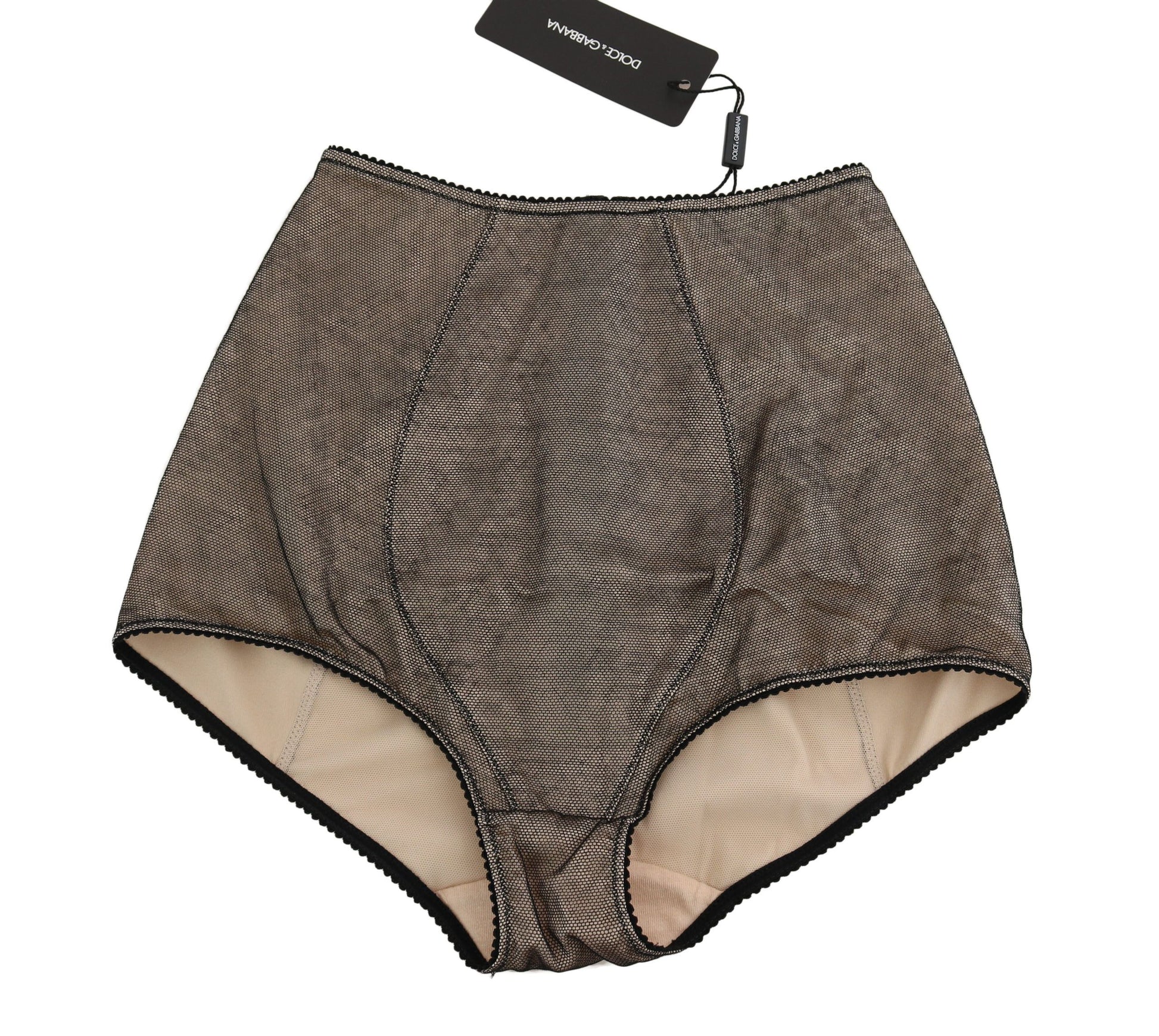 Dolce &amp; Gabbana Beige Schwarze Netz-Baumwollmischung Schicke Unterwäsche