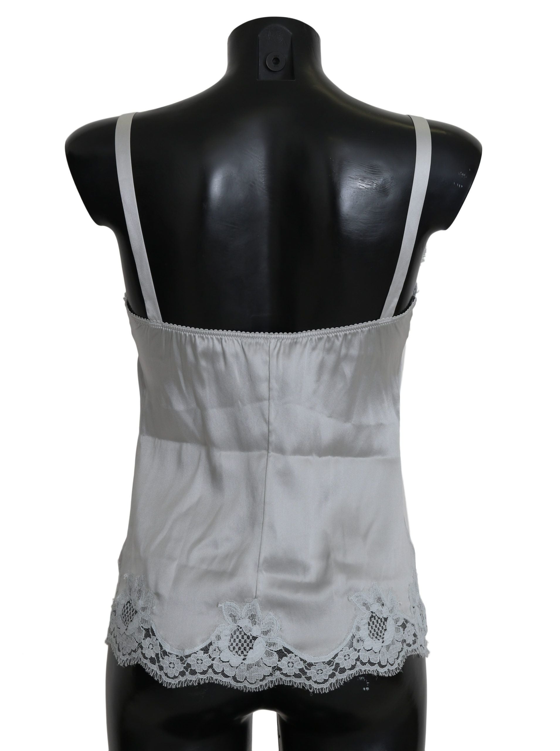 Dolce &amp; Gabbana – Chemise-Kleid aus Seidenstretch mit floraler Spitze