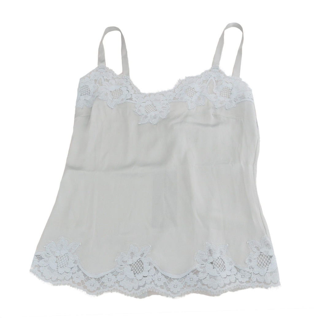 Dolce &amp; Gabbana – Chemise-Kleid aus Seidenstretch mit floraler Spitze