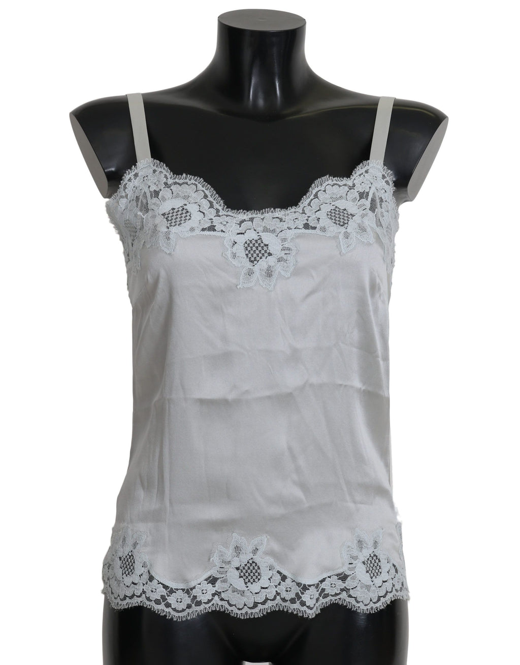 Dolce &amp; Gabbana – Chemise-Kleid aus Seidenstretch mit floraler Spitze