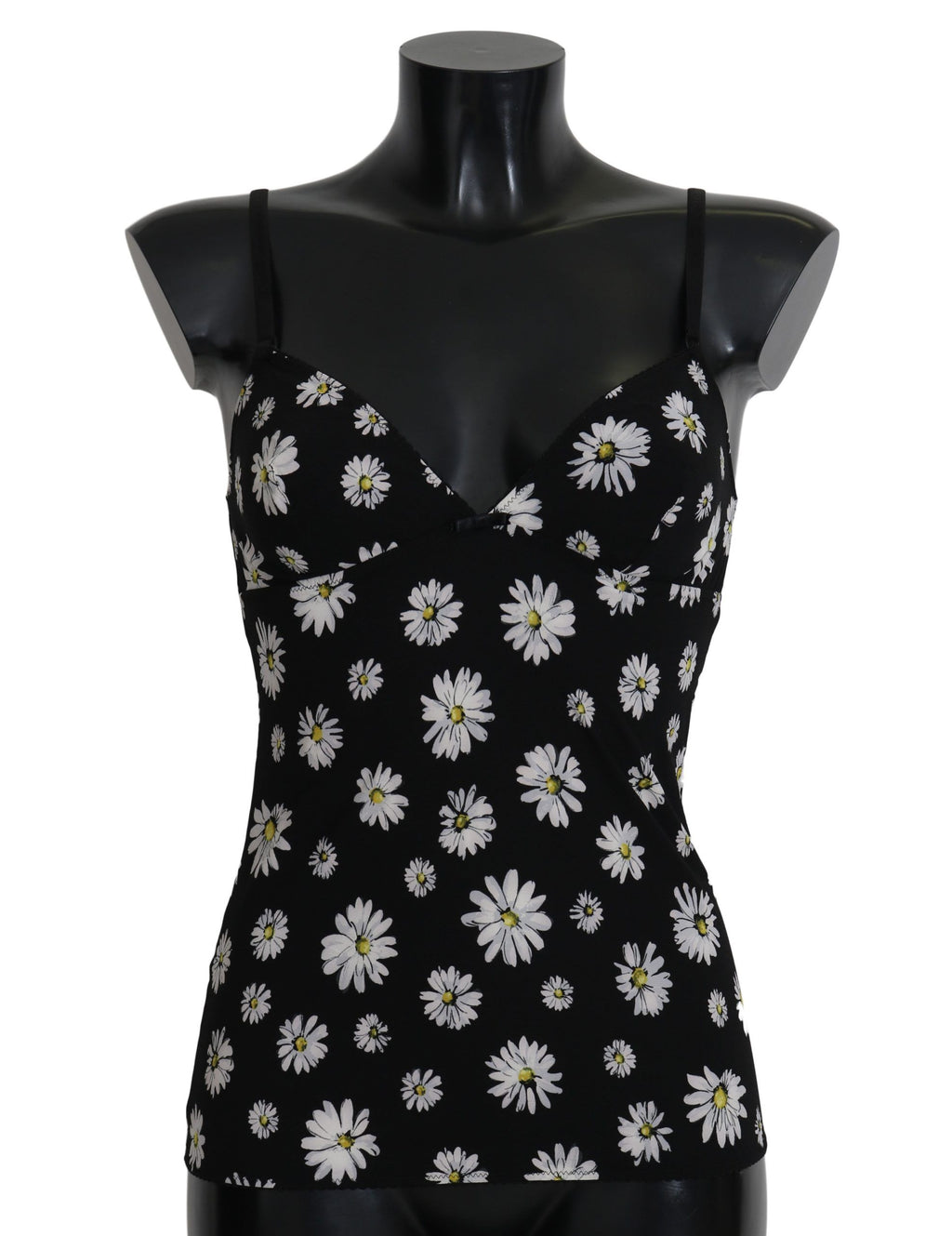 Dolce &amp; Gabbana – Elegantes schwarzes Chemise-Kleid aus geblümter Gänseblümchenspitze