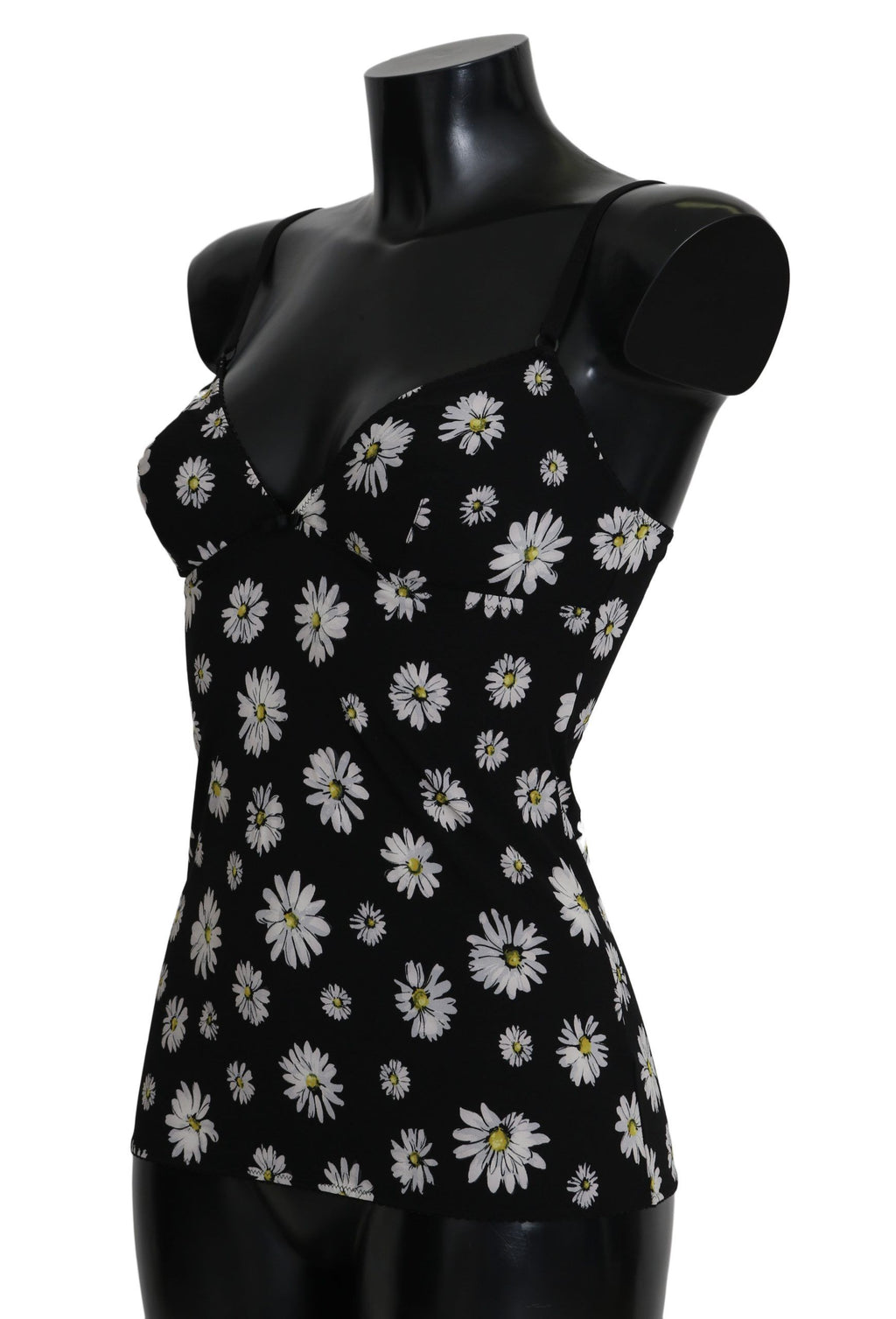 Dolce &amp; Gabbana – Elegantes schwarzes Chemise-Kleid aus geblümter Gänseblümchenspitze