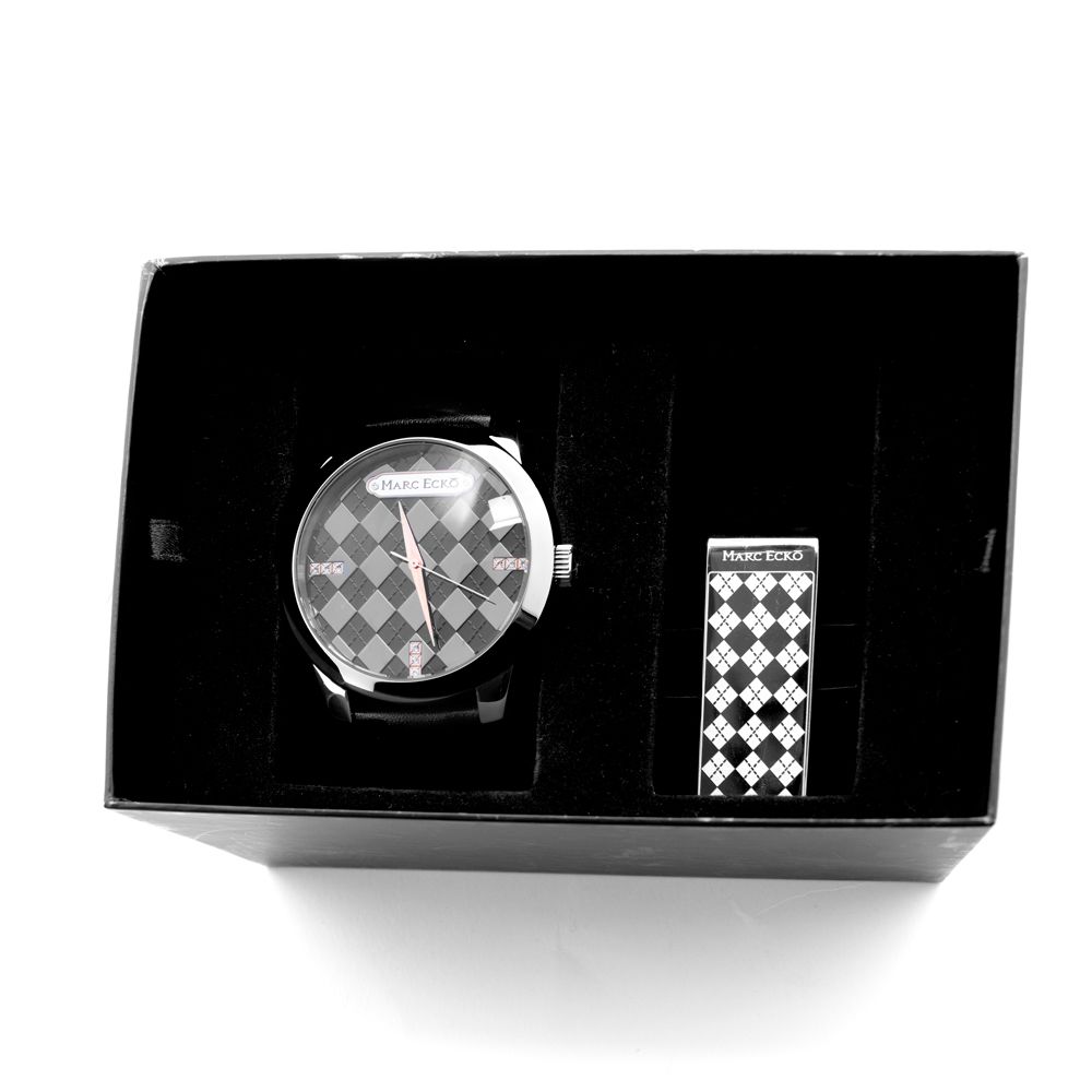 Marc Ecko Schwarze Lederuhr