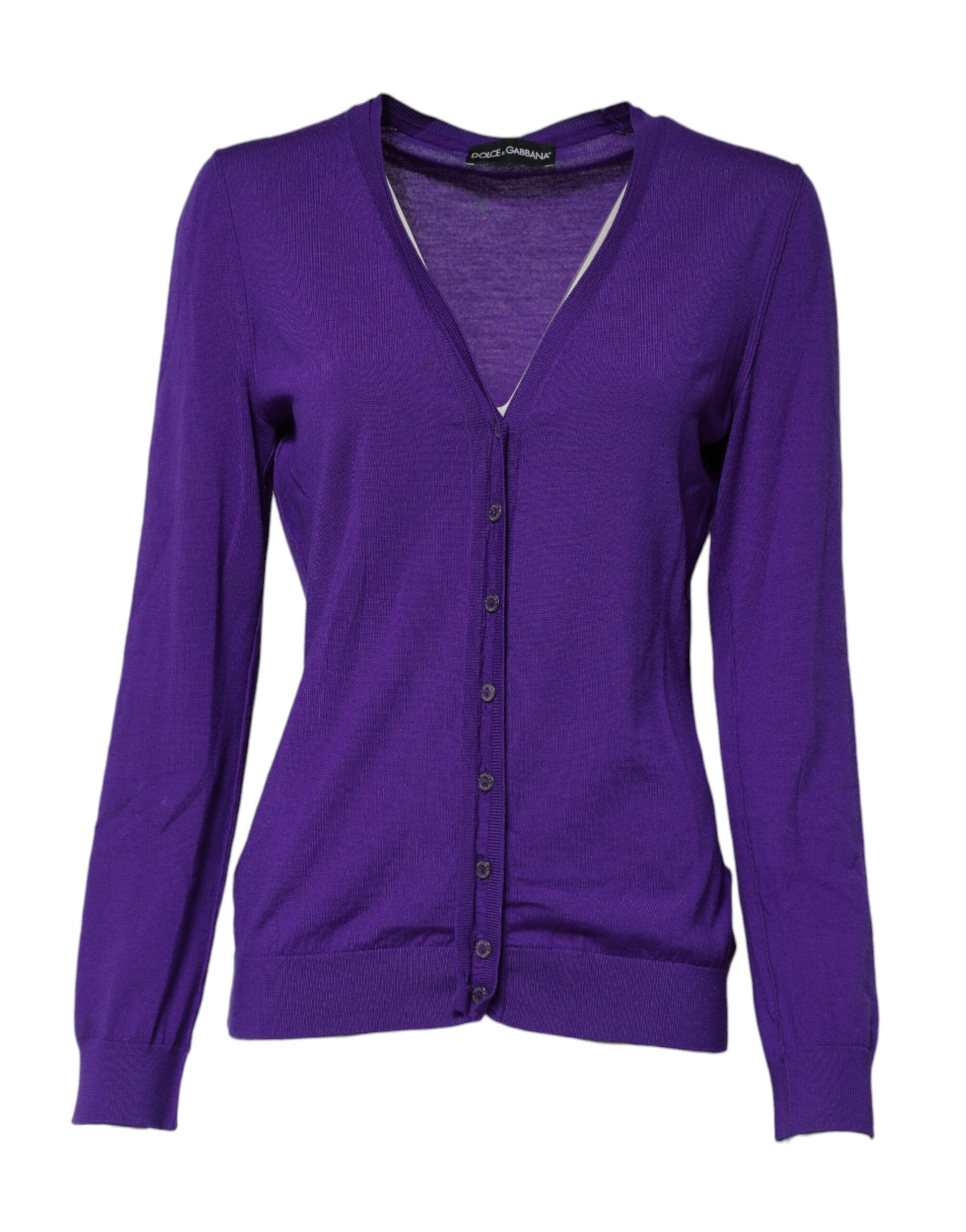 Dolce &amp; Gabbana Lila Wollstrick-Cardigan mit V-Ausschnitt