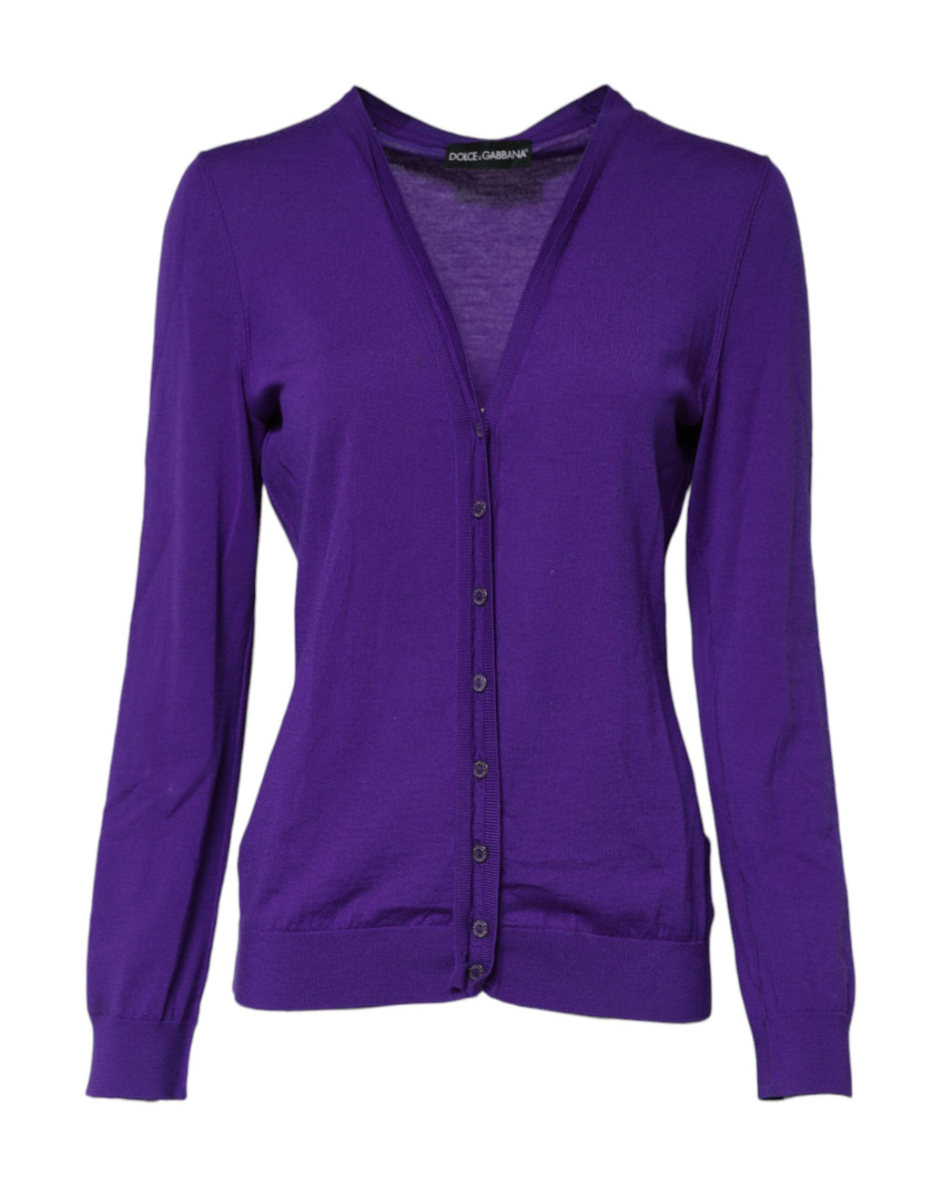 Dolce &amp; Gabbana Lila Wollstrick-Cardigan mit V-Ausschnitt