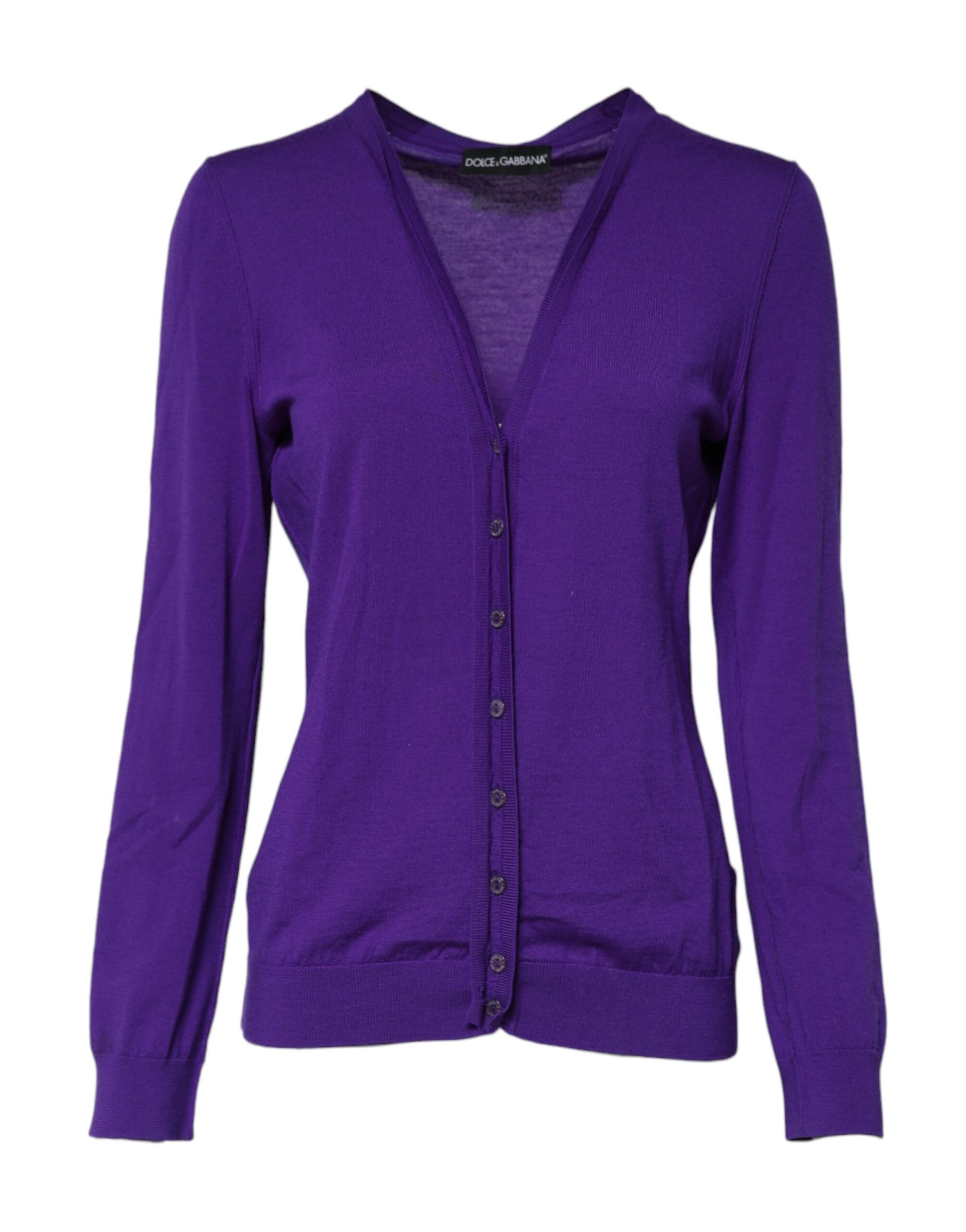 Dolce &amp; Gabbana Lila Wollstrick-Cardigan mit V-Ausschnitt