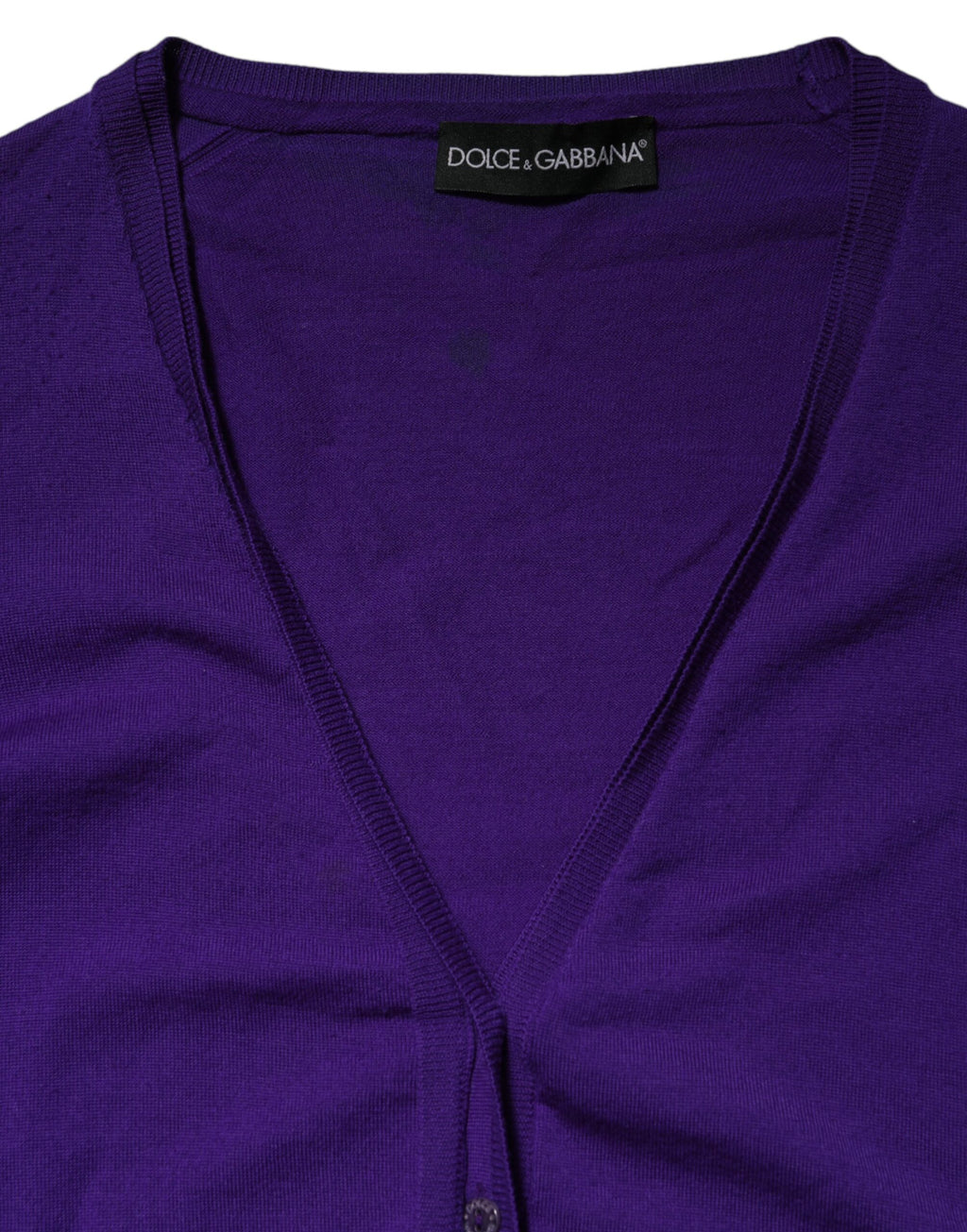 Dolce &amp; Gabbana Lila Wollstrick-Cardigan mit V-Ausschnitt