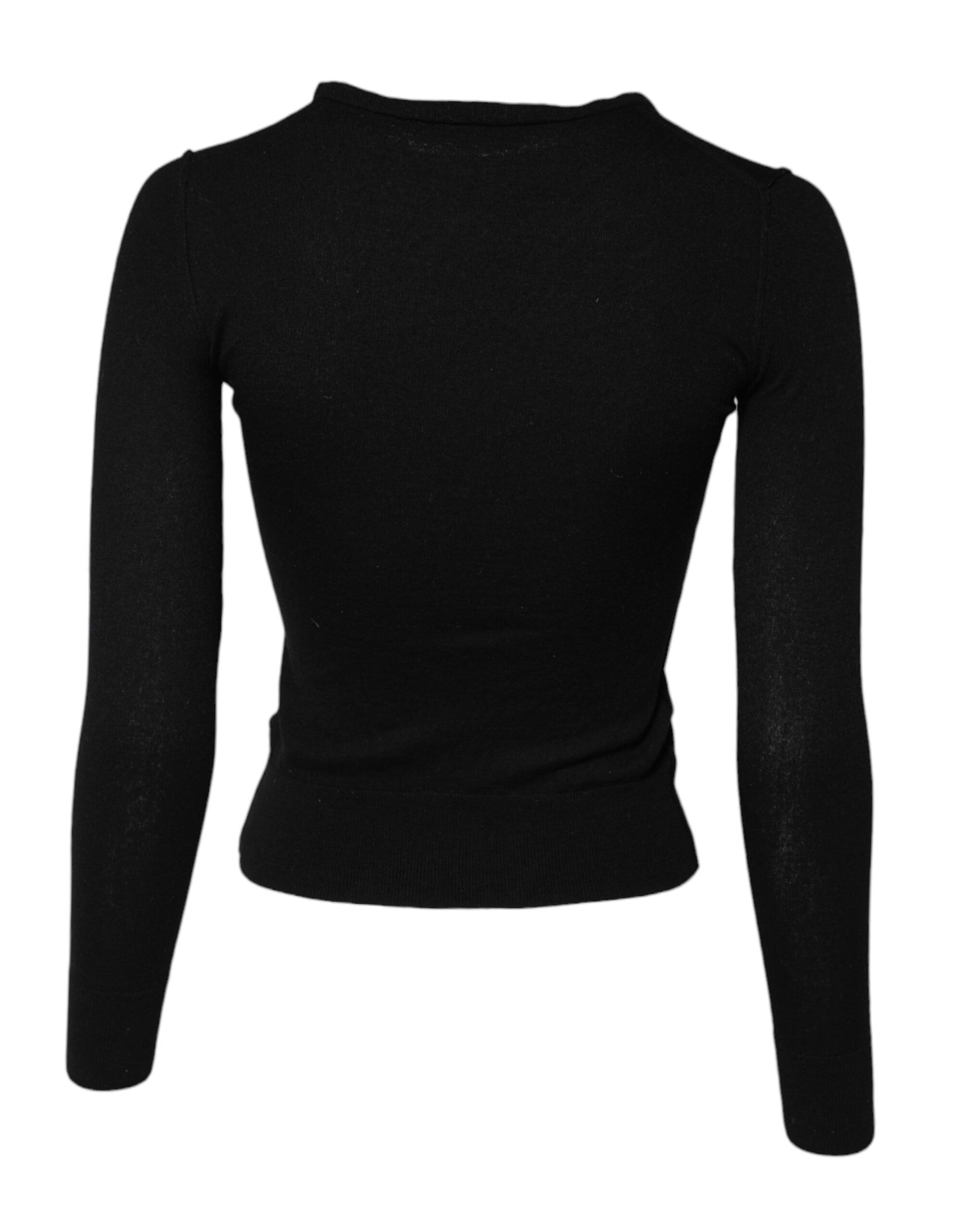 Dolce &amp; Gabbana – Schwarzer STAFF-Cardigan mit Rundhalsausschnitt
