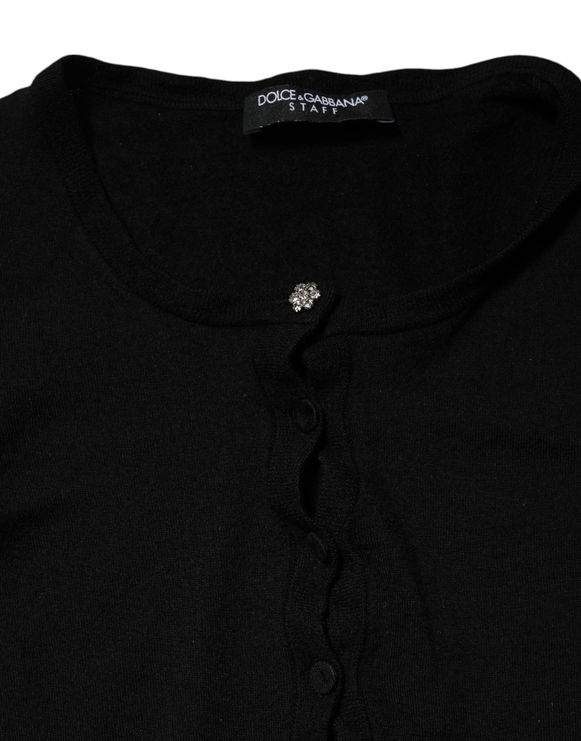 Dolce &amp; Gabbana – Schwarzer STAFF-Cardigan mit Rundhalsausschnitt