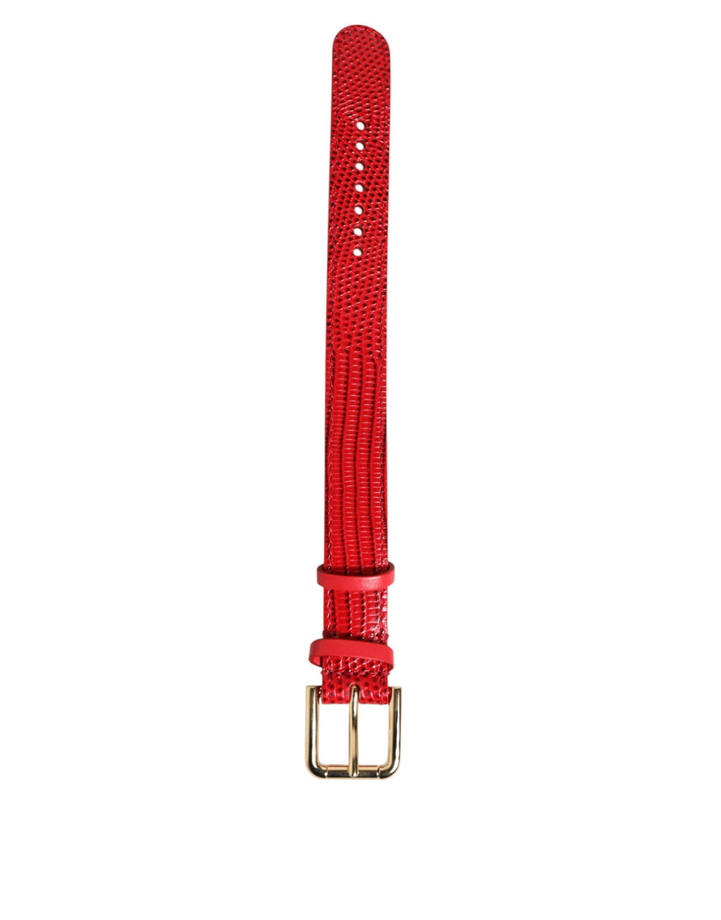 Dolce &amp; Gabbana Damenarmband aus rotem exotischem Leder mit goldfarbener Metallschnalle