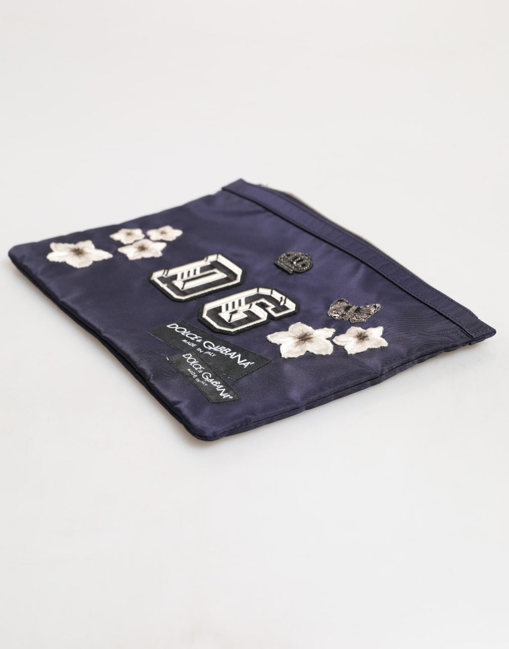 Dolce &amp; Gabbana Blaue Clutch mit DG-Logo-Patch und Verzierung für Herren