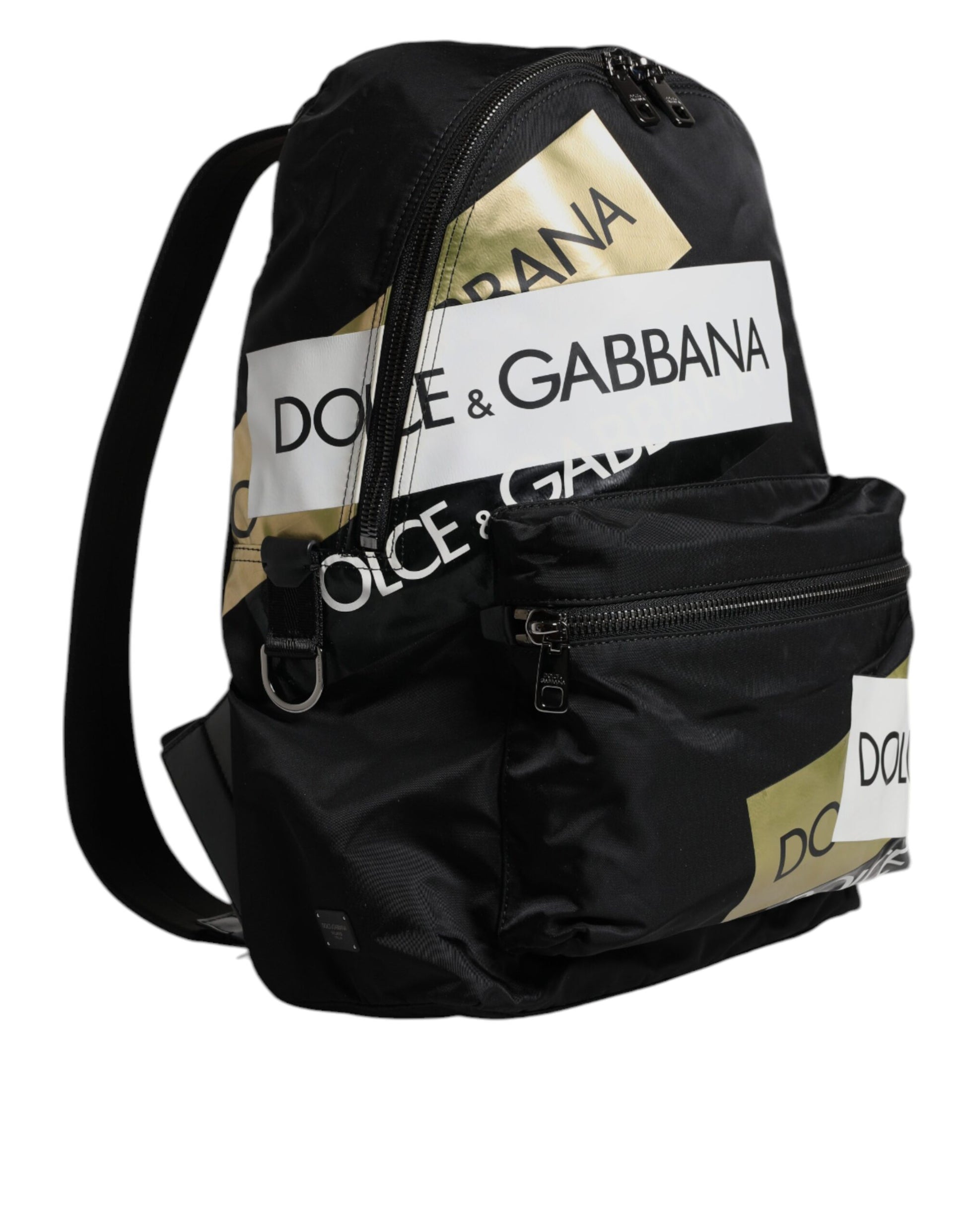 Dolce &amp; Gabbana Schwarzes Logo-Band Polyamid Schulreiserucksack Herrentasche