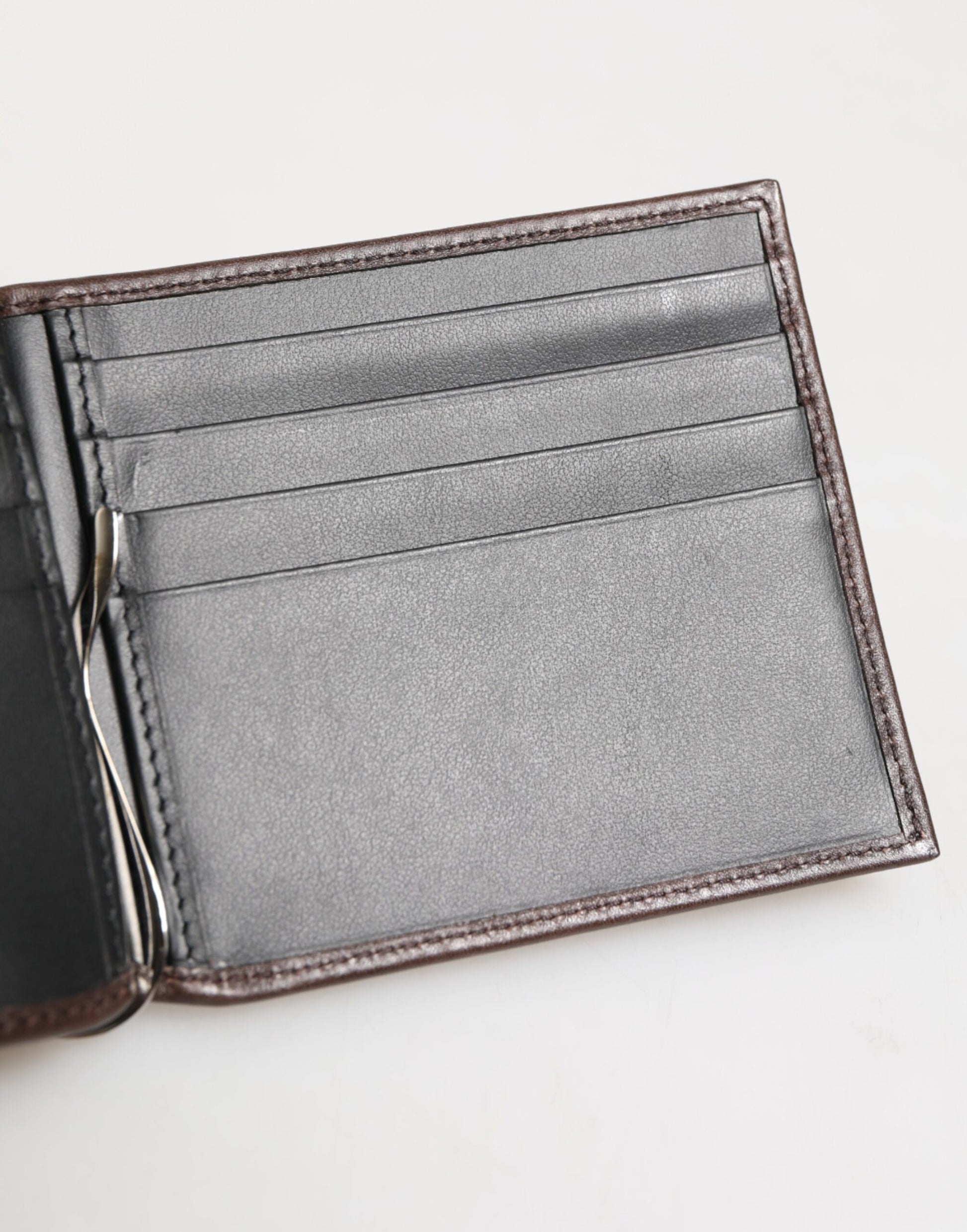 Dolce & Gabbana Brown Leather DG Logo Engrave Bifold Card Holder Wallet