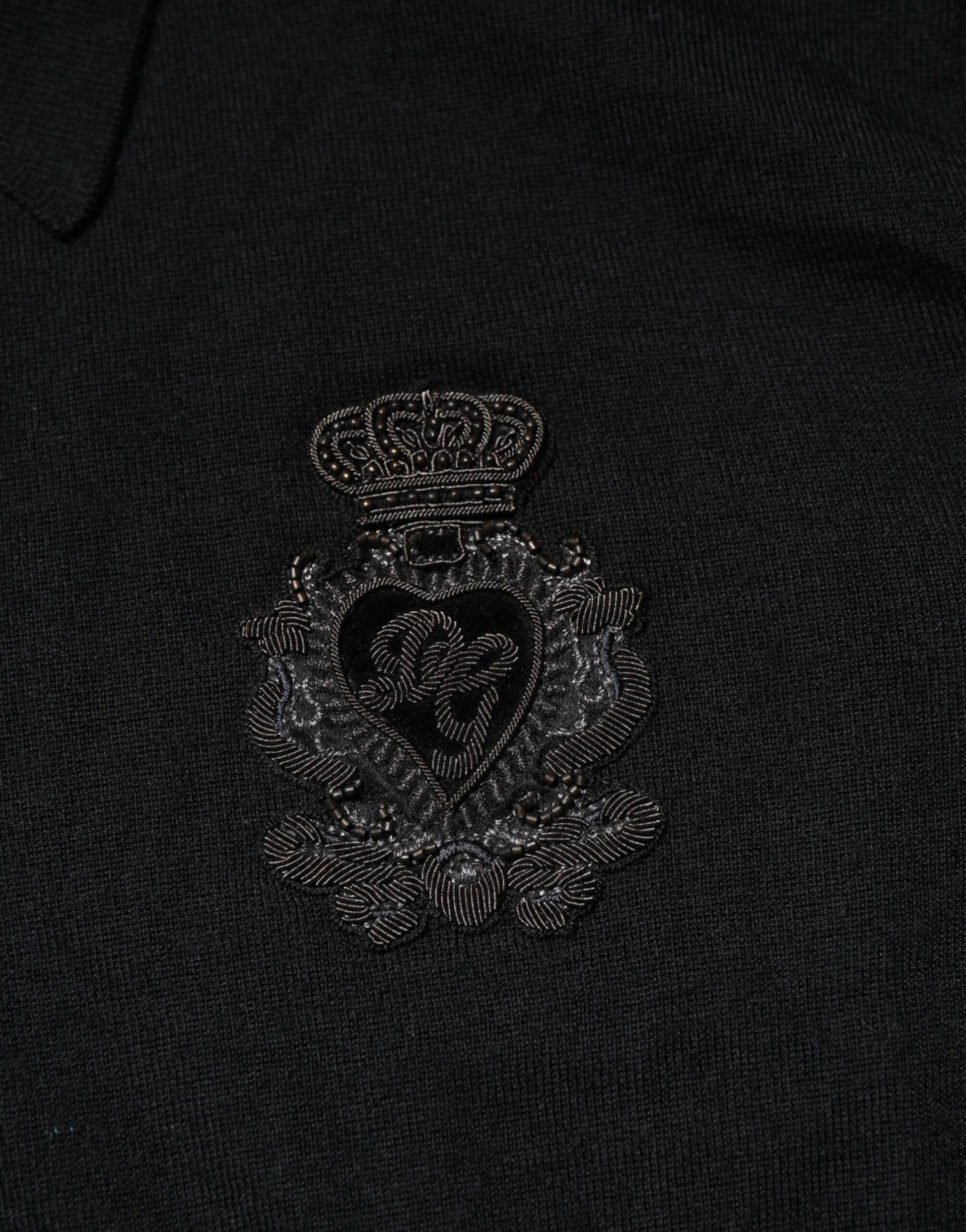 Dolce & Gabbana Black Cashmere Polo Men Longsleeves Sweater