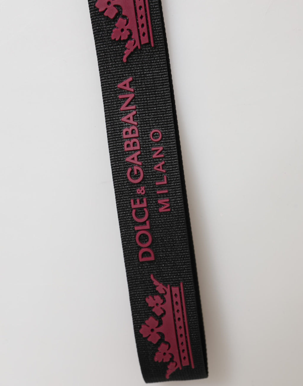 Dolce &amp; Gabbana Schlüsselanhänger mit Kronenhalter aus Nylon mit DG-Logo in Schwarz und Burgunderrot