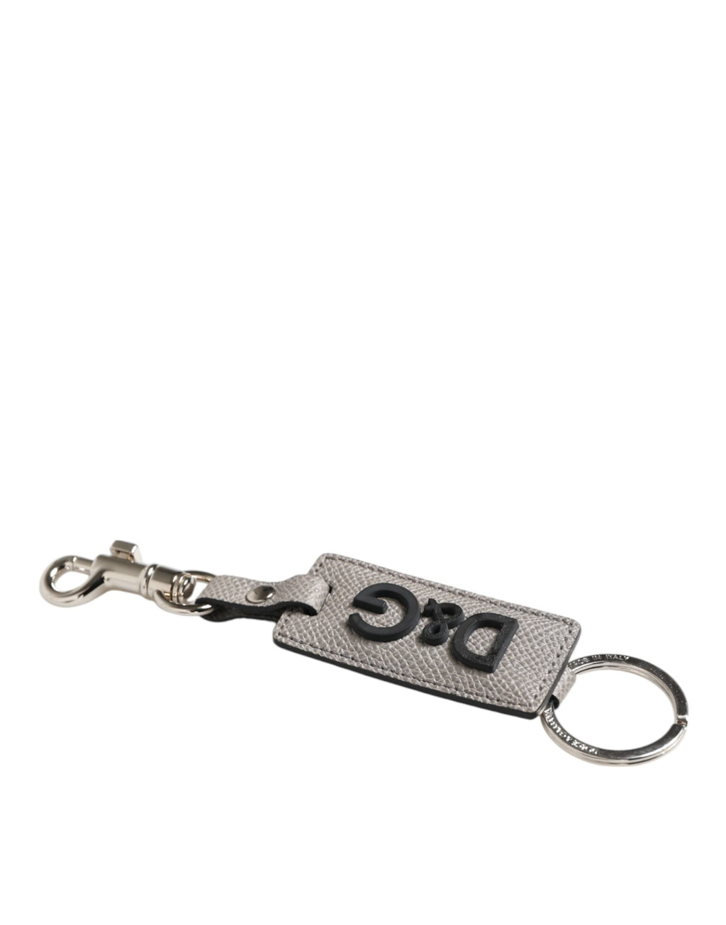 Dolce &amp; Gabbana Schlüsselanhänger mit Logo aus Metall in Grau