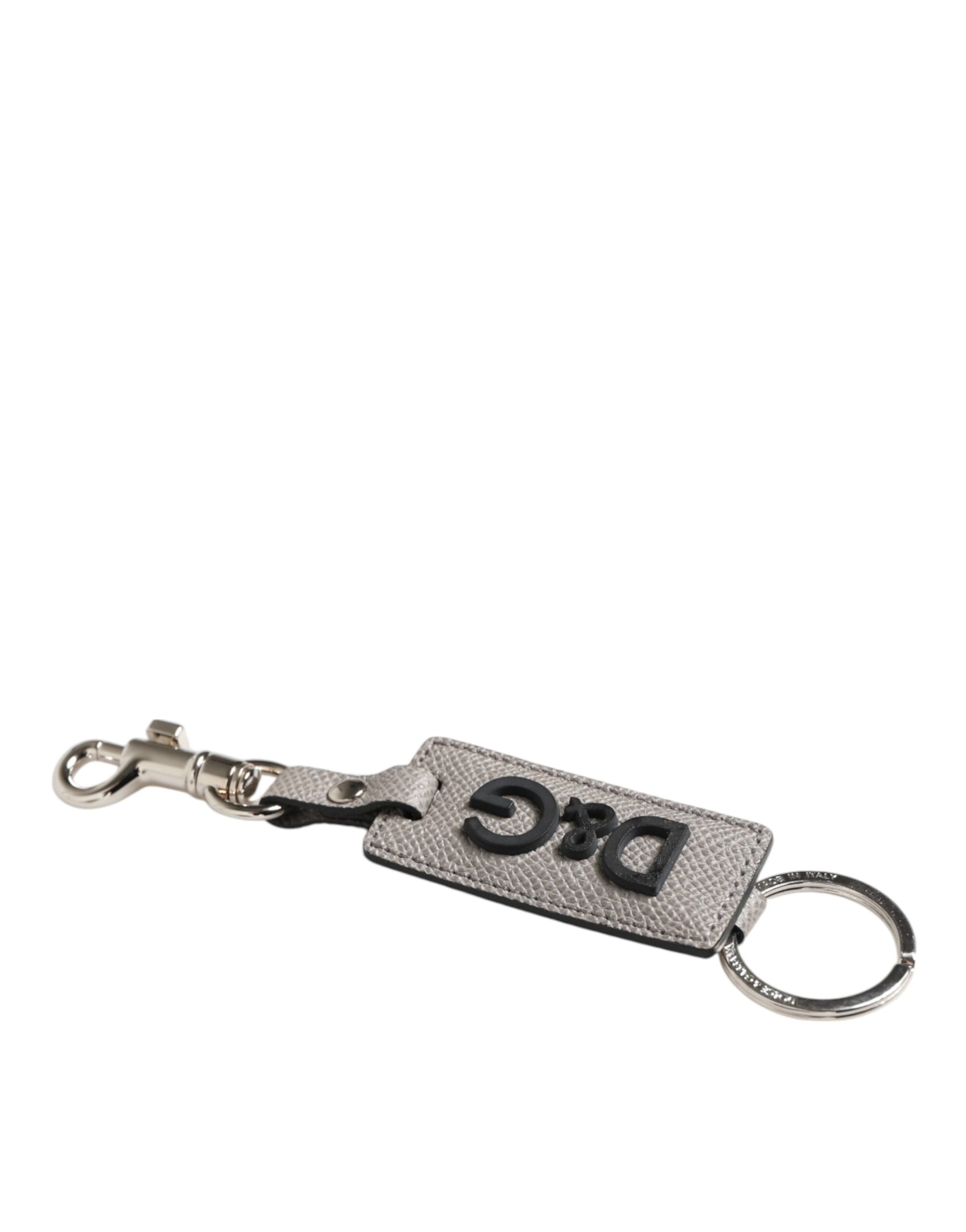 Dolce &amp; Gabbana Schlüsselanhänger mit Logo aus Metall in Grau