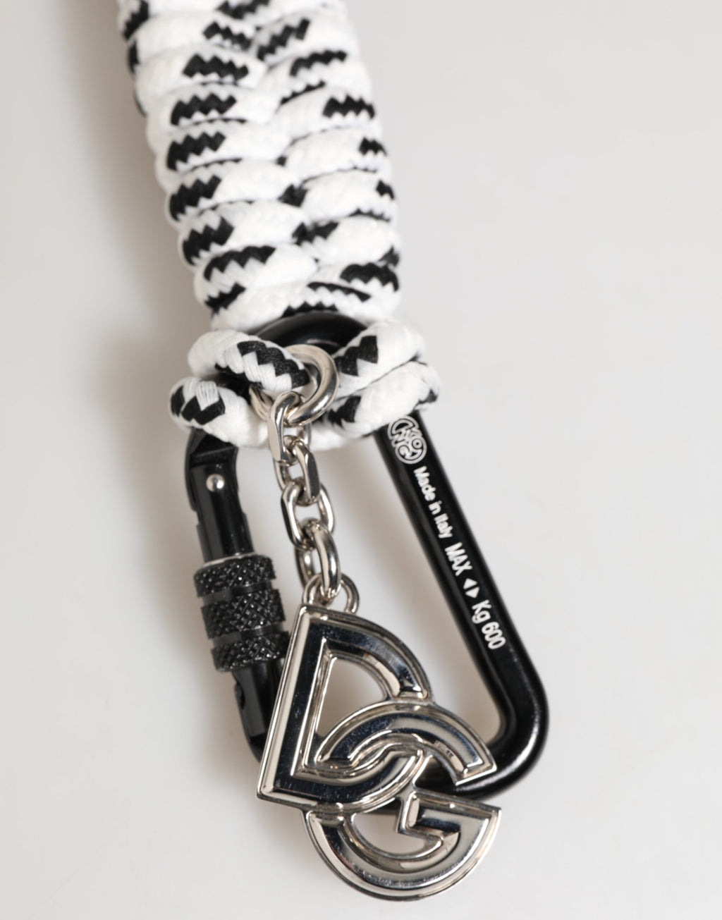 Dolce &amp; Gabbana Schlüsselanhänger mit DG-Logo, Polyester, Schwarz/Weiß