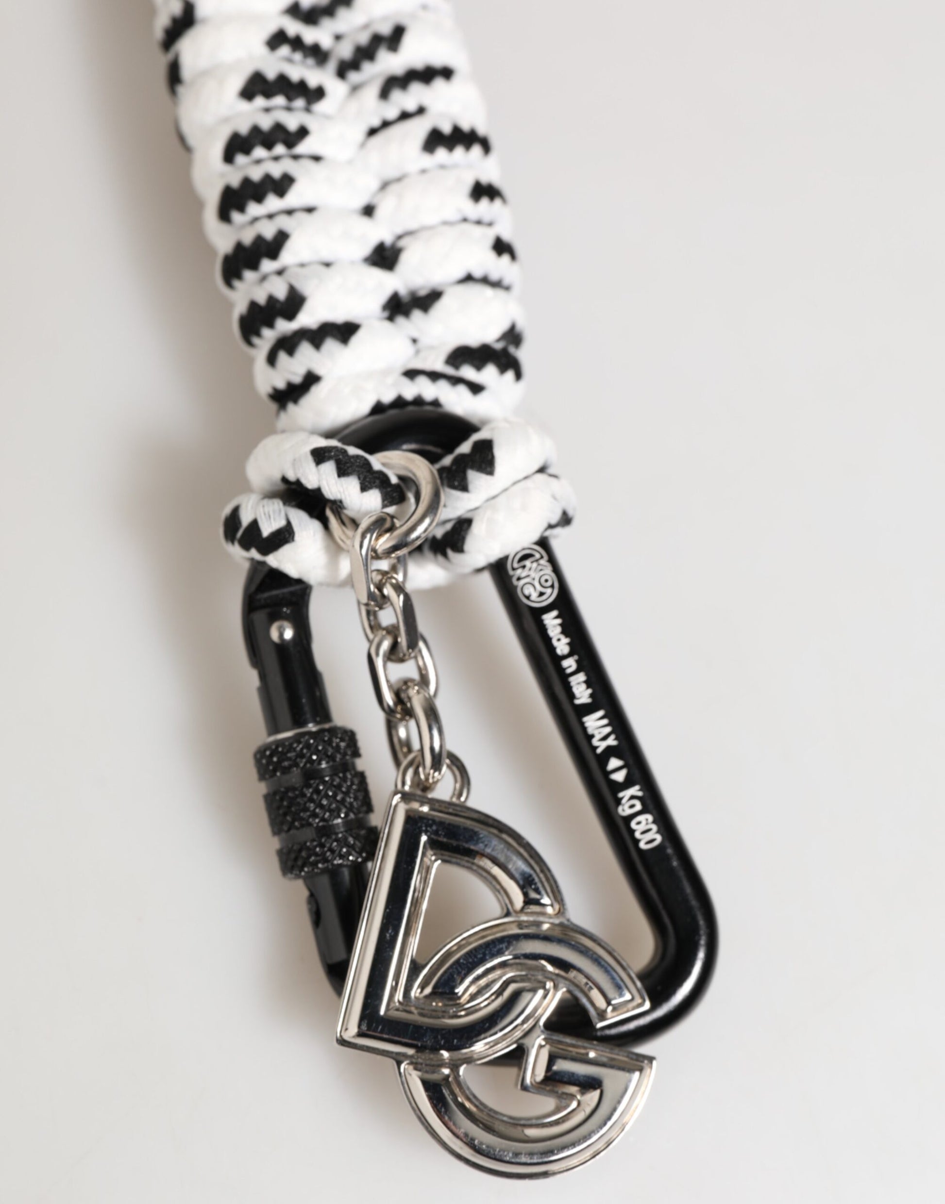 Dolce &amp; Gabbana Schlüsselanhänger mit DG-Logo, Polyester, Schwarz/Weiß