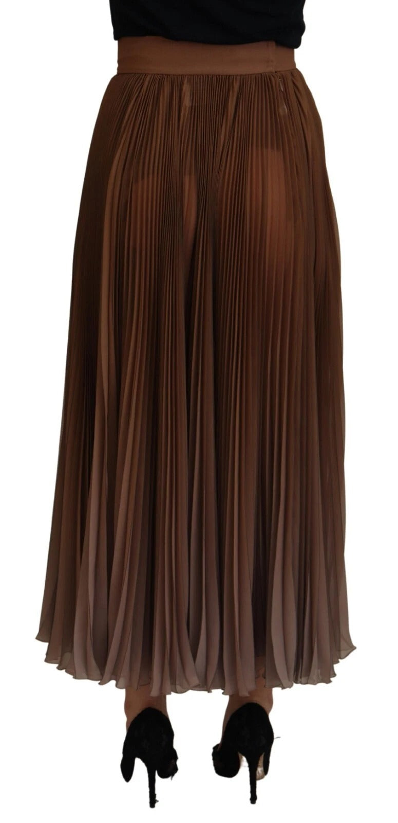 Dolce &amp; Gabbana Beige Longuette Plisse Chiffon Midirock