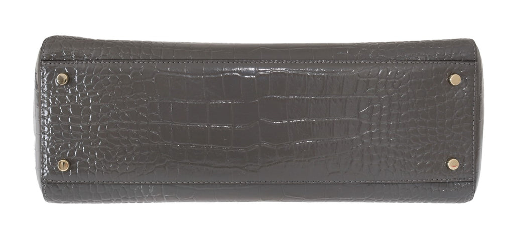 Kate Spade Elissa Bristol Drive Tote-Handtasche aus Leder mit Krokoprägung, Grau