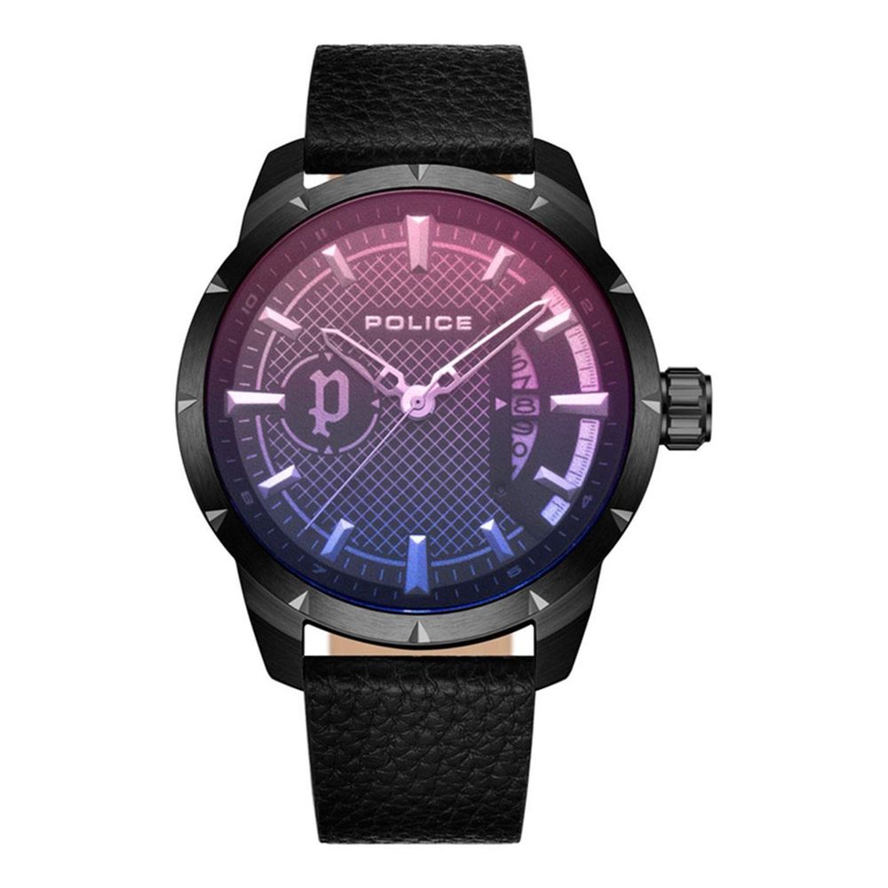 Police Black Leather Watch